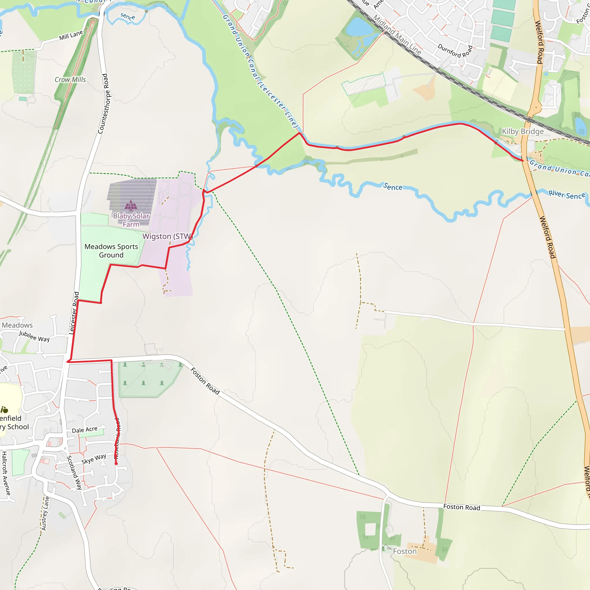 Countesthorpe to Kilby Bridge Walk mobile static map