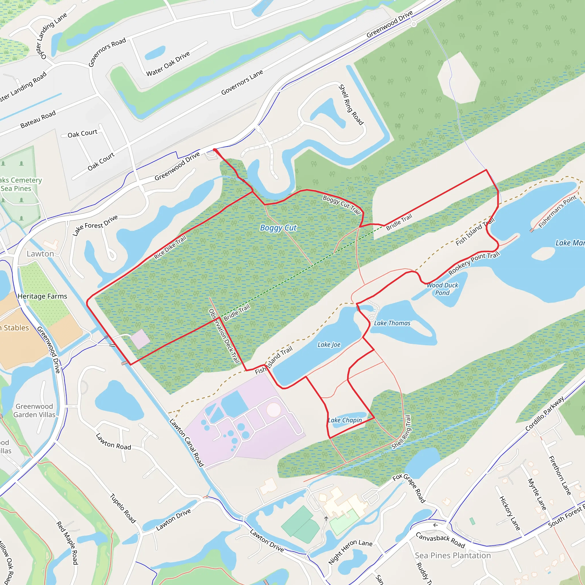 Lake Mary, Wood Duck Pond, Lake Thomas and Lake Joe Loop mobile static map