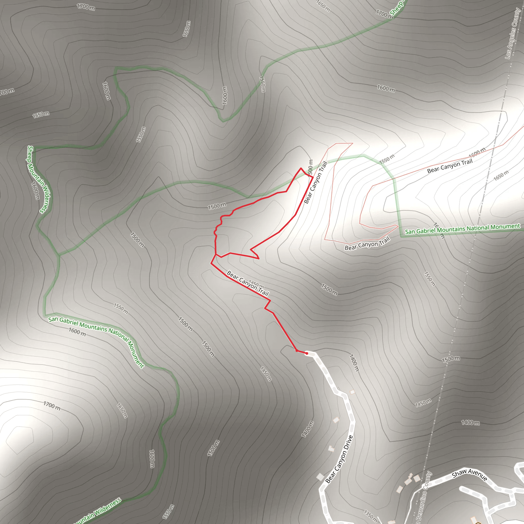 Bear Canyon Loop Trail mobile static map