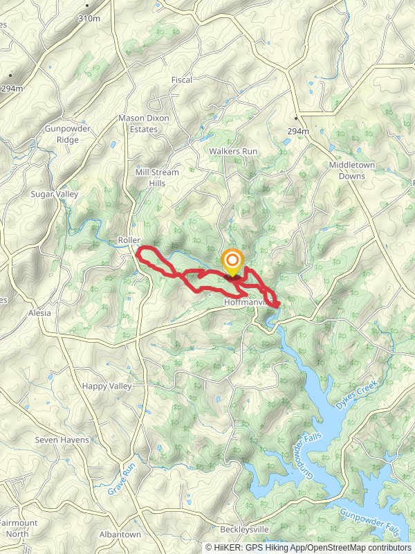 Gunpowder Falls and Hoffman Cemetery Loop mobile static map