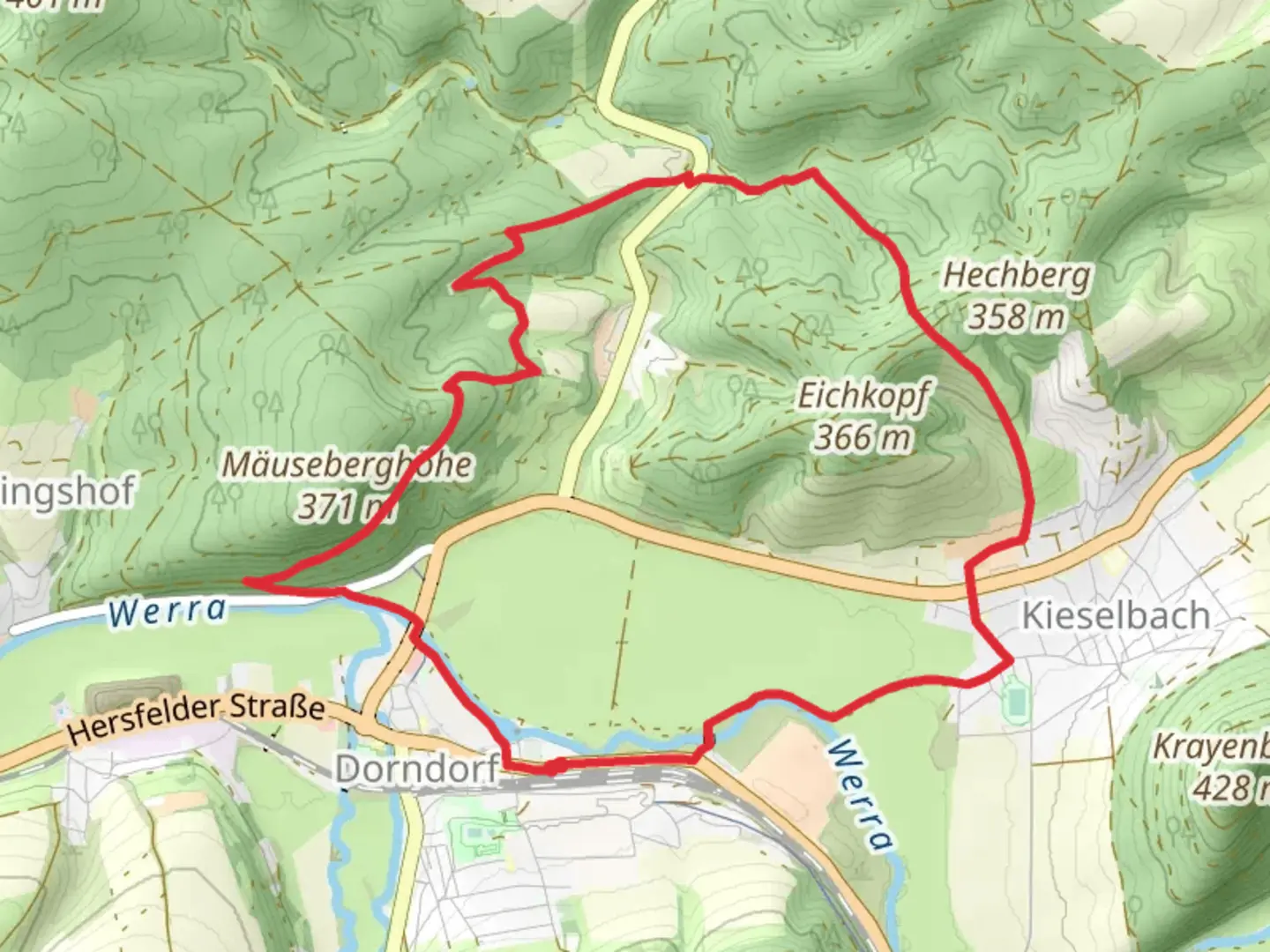 An image depicting the trail Dorndorf and Ergaenzungs Weg and its surrounding area.