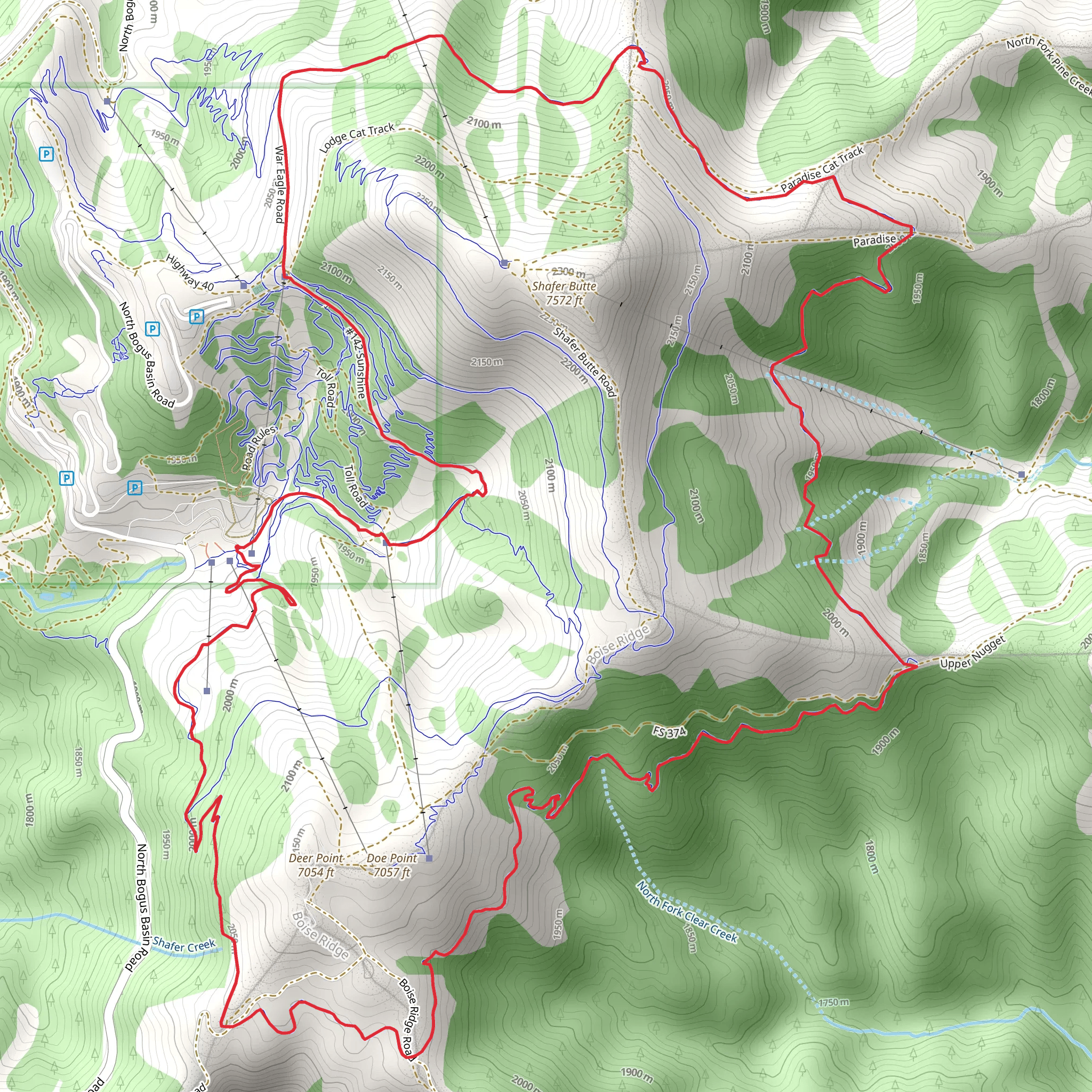 Around the Mountain and Sunshine Loop mobile static map