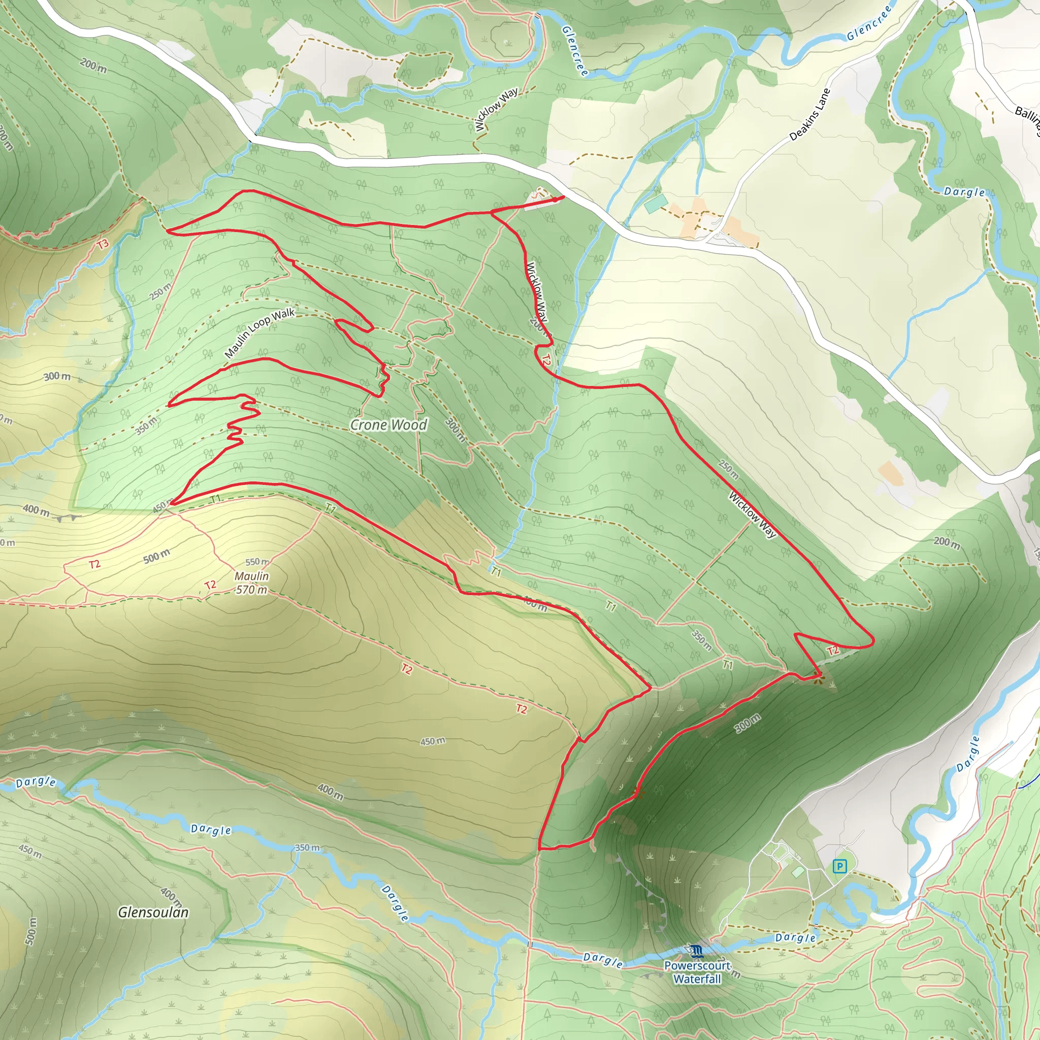 Crone Woods - Maulin Loop mobile static map
