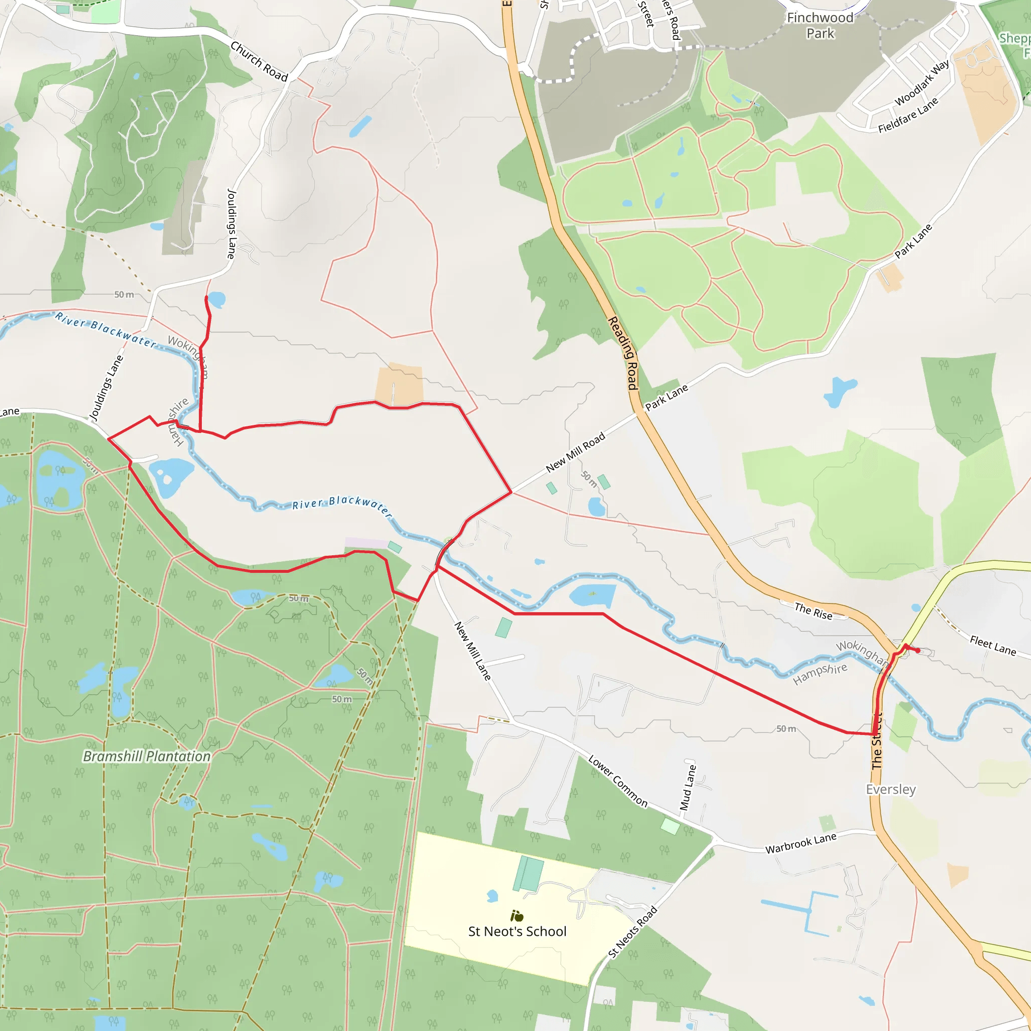 Eversley Circular Walk mobile static map