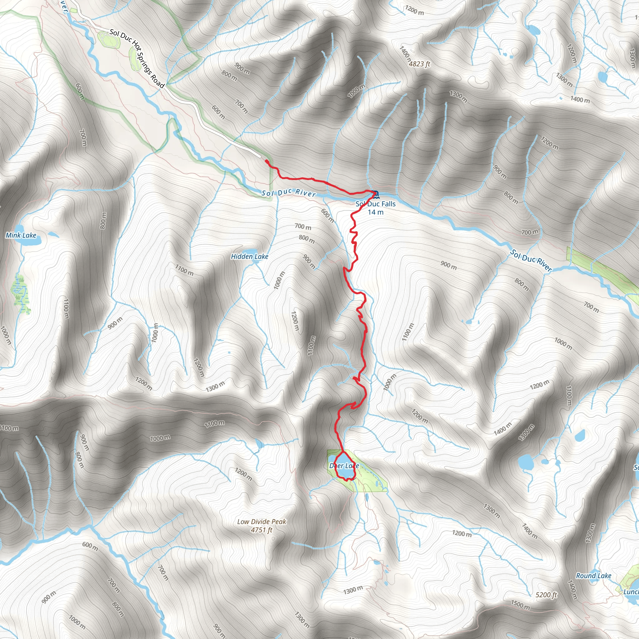 Deer Lake via Sol Duc Falls Nature Trail mobile static map