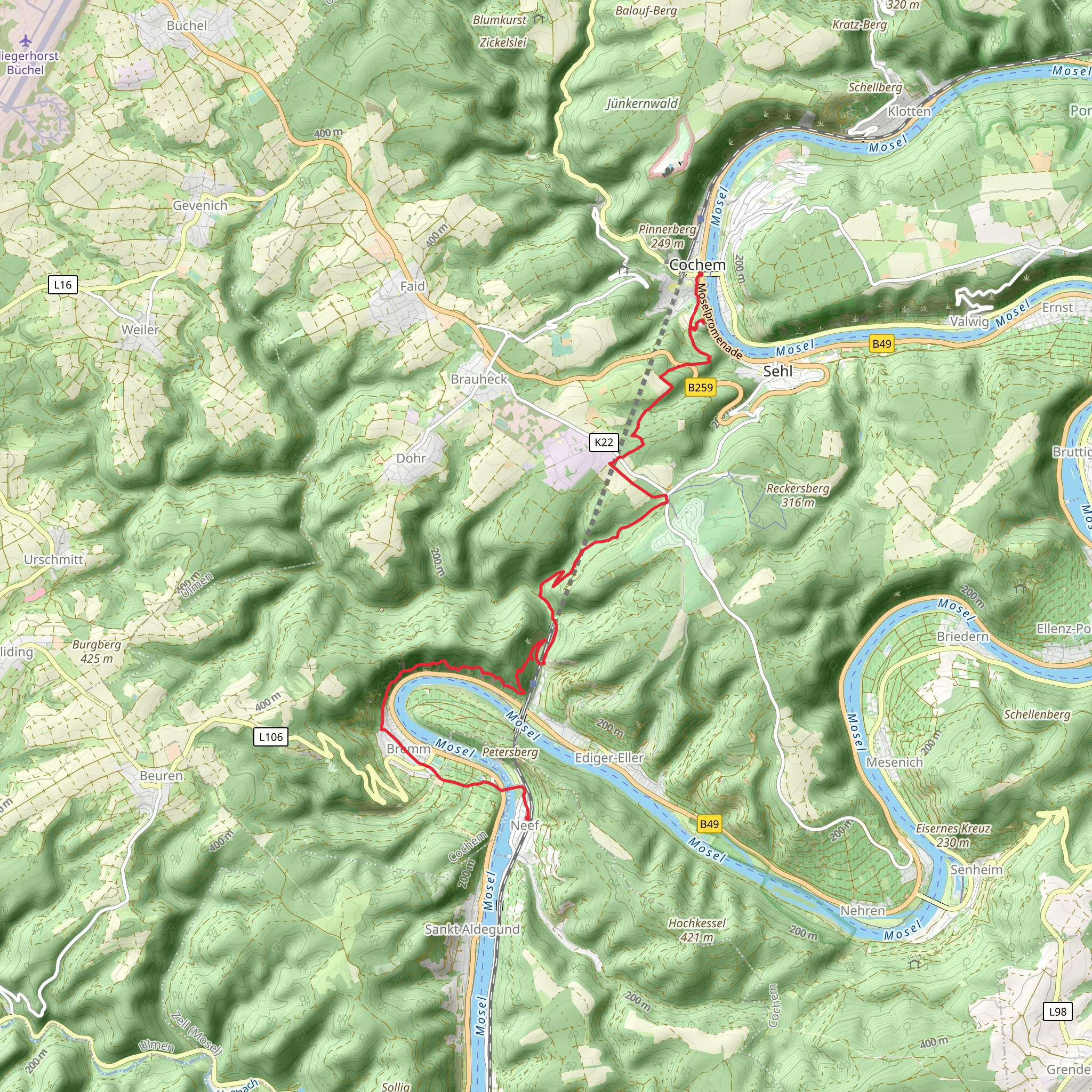 Cond to Neef via Calmont Klettersteig mobile static map