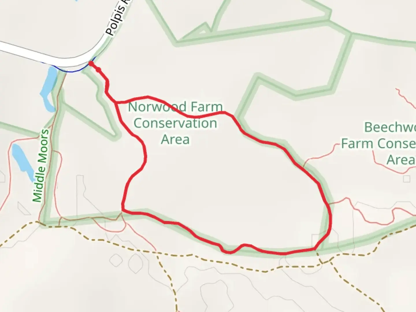 An image depicting the trail Polpis Road Loop and its surrounding area.