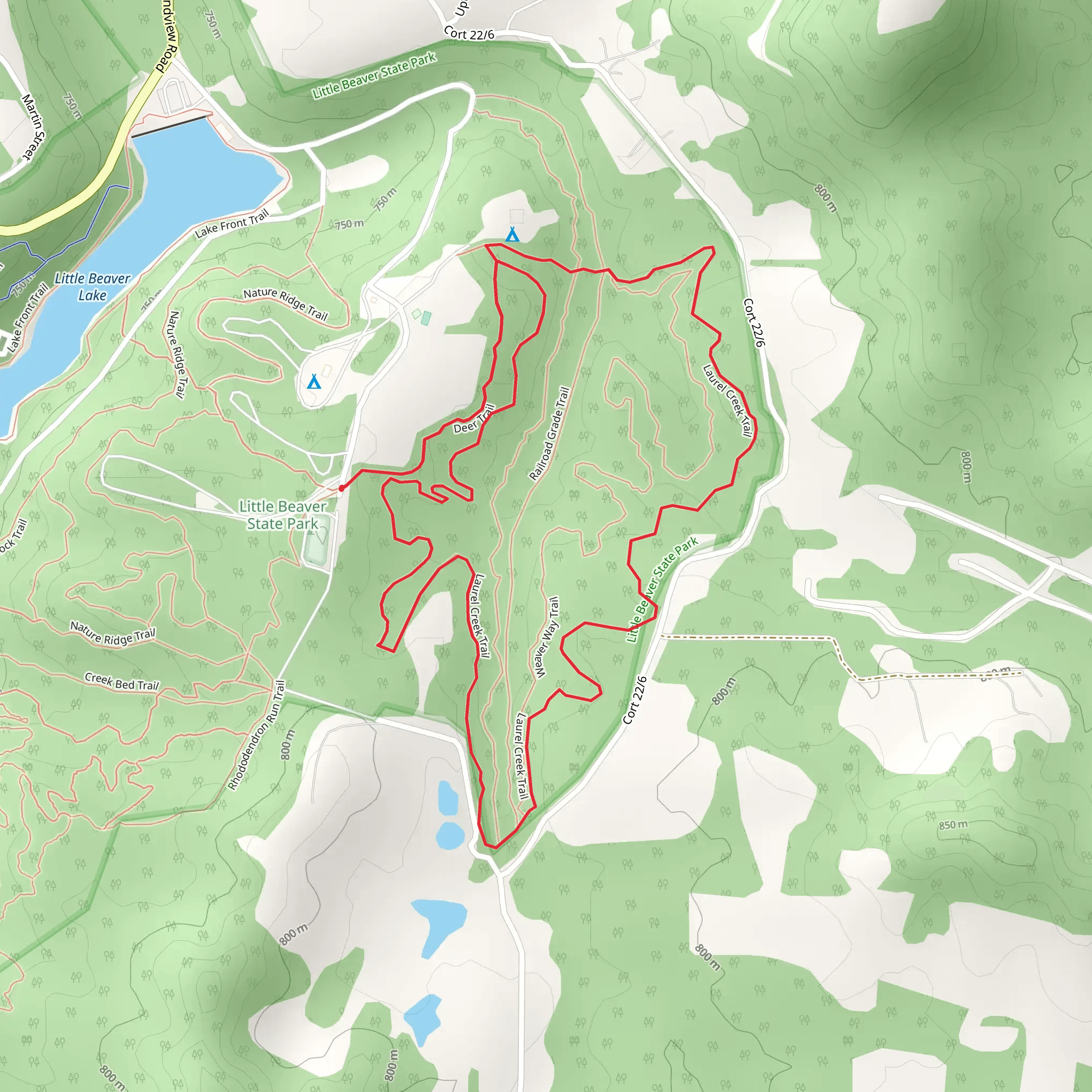 Laurel Creek and Deer Loop Trail mobile static map