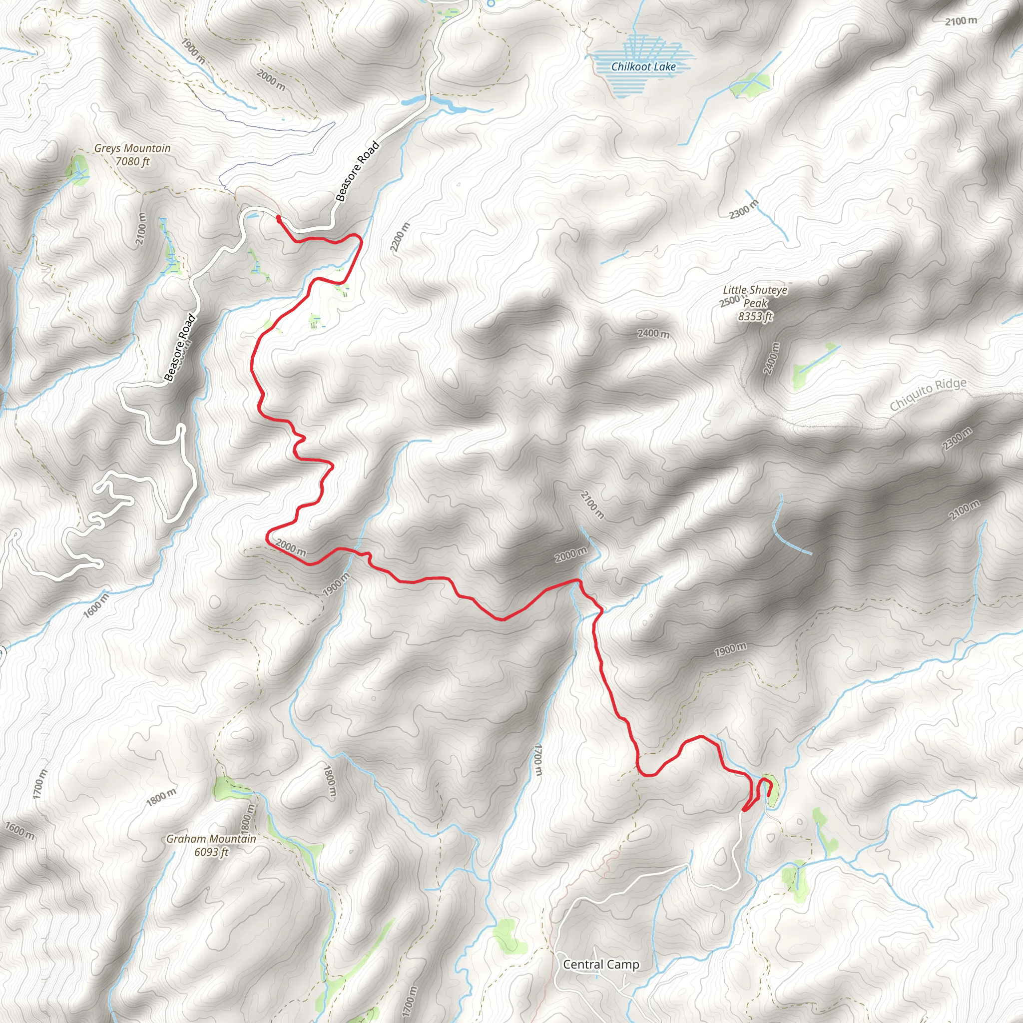 Gaggs Camp via Central Camp Road mobile static map
