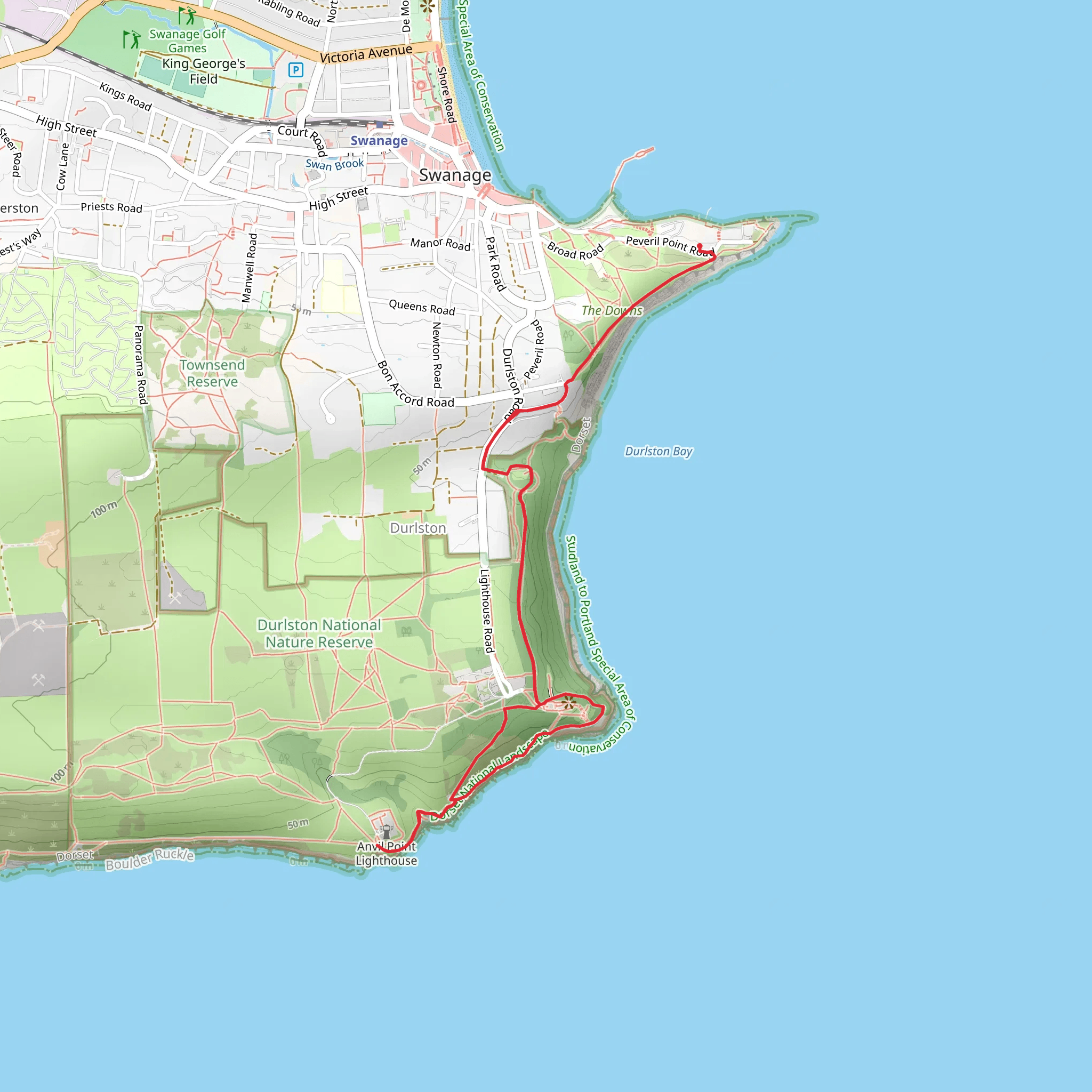 Peveril Point to Anvil Point Walk mobile static map