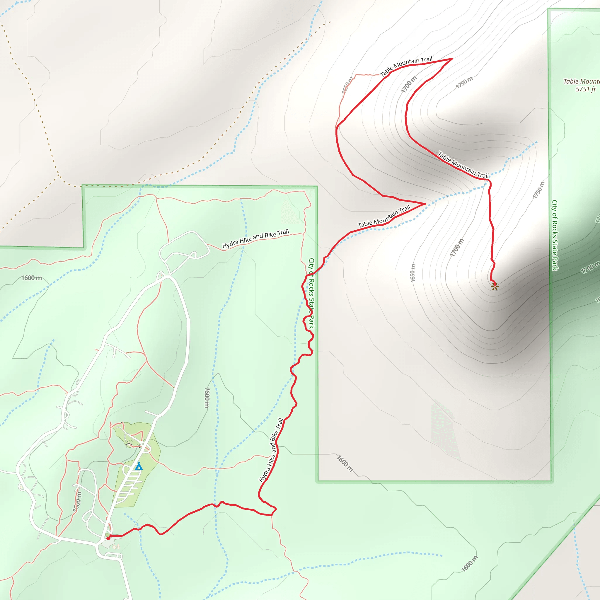 City of Rocks State Park and Table Mountain Trail mobile static map