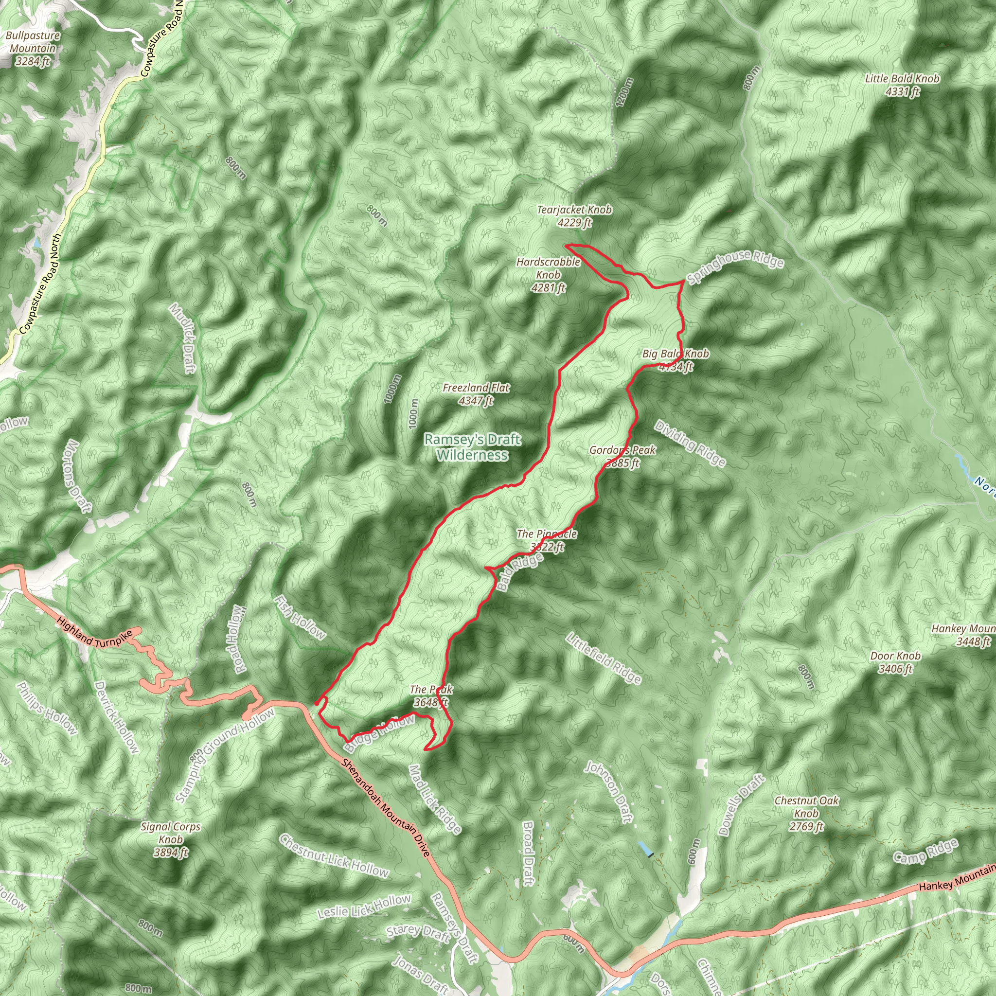 Ramseys Draft Trail and Bald Ridge Loop mobile static map