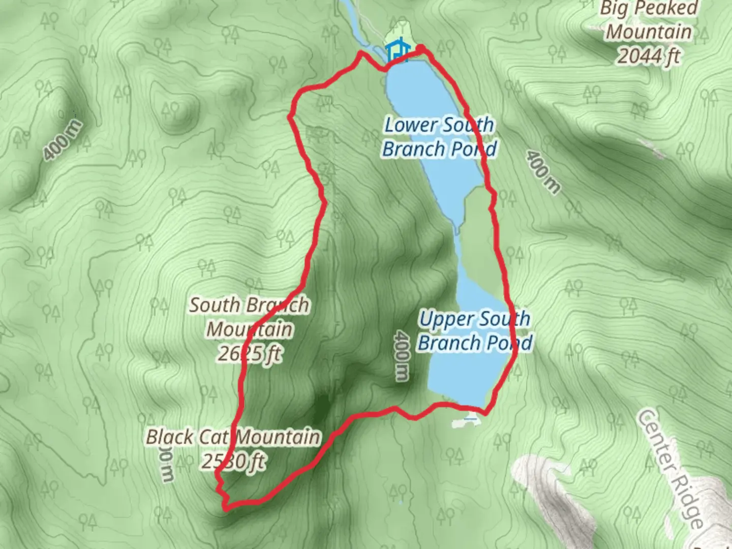An image depicting the trail South Branch Mountain and Pond Loop Trail and its surrounding area.