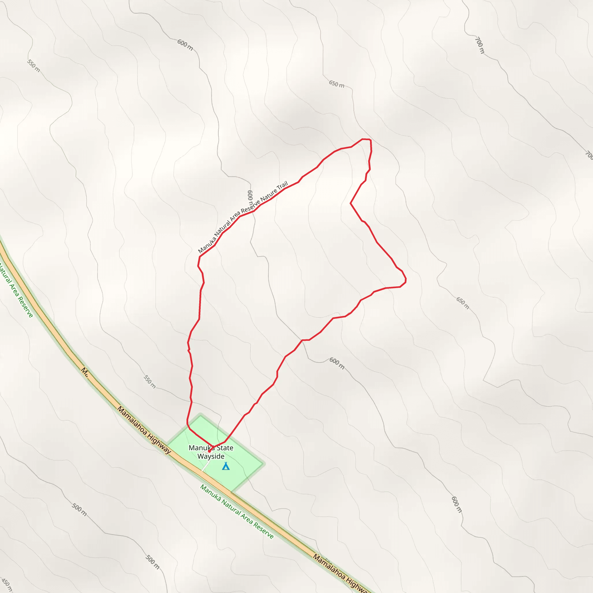 Manuka Natural Area Reserve Nature Loop Trail mobile static map