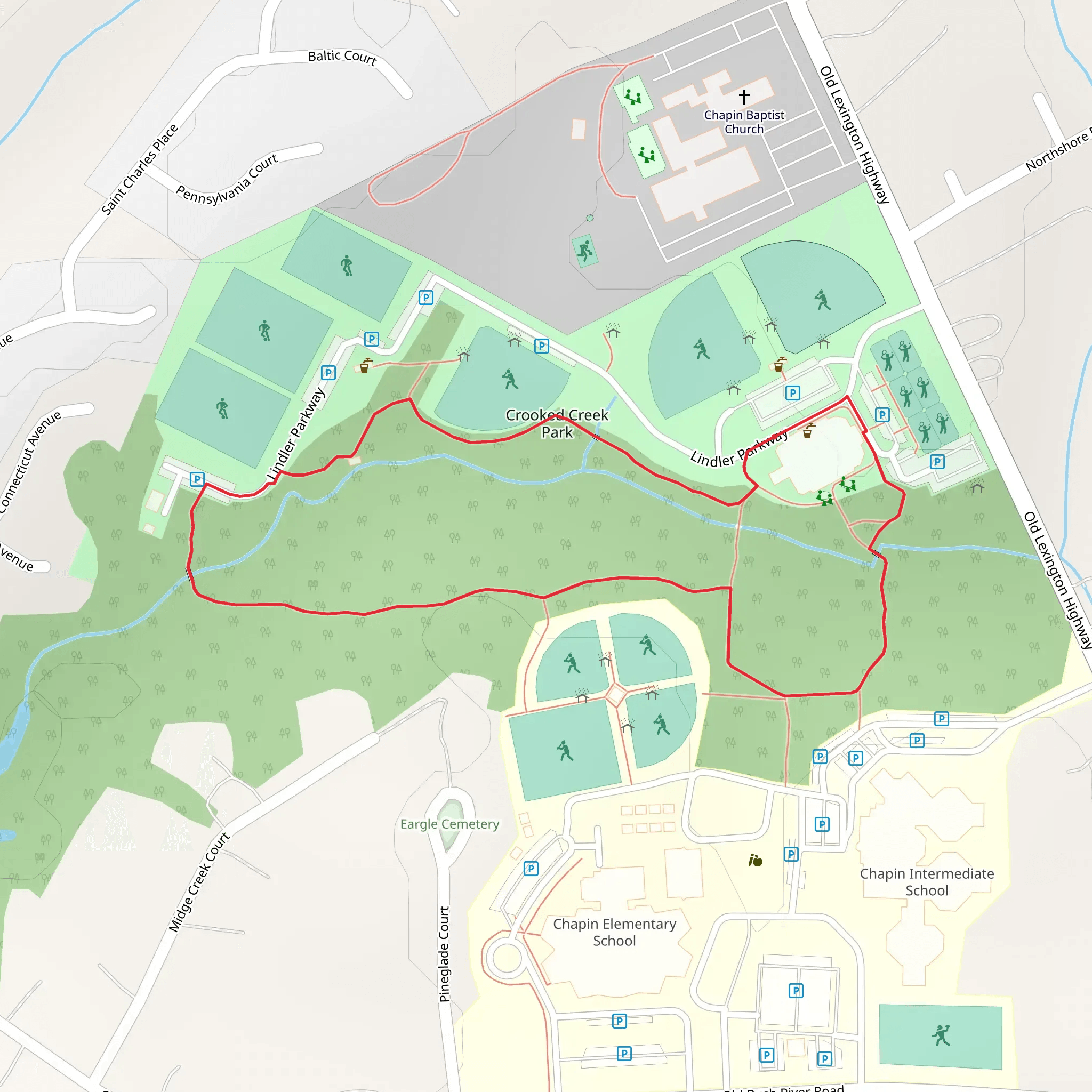 Crooked Creek Park Loop mobile static map