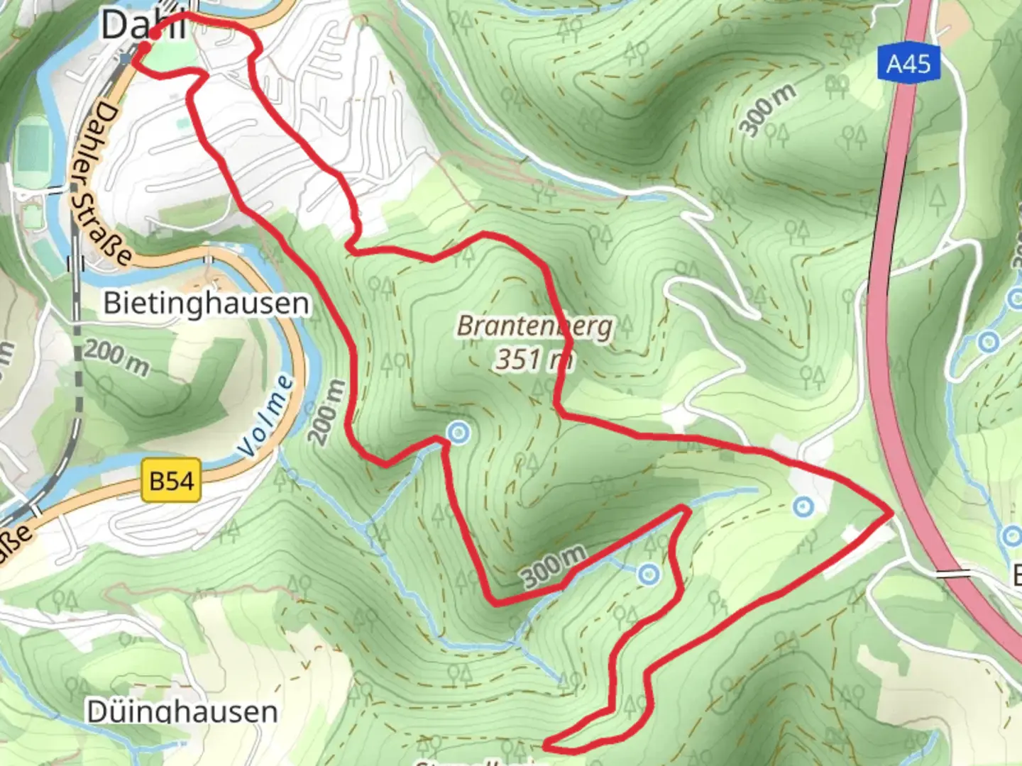 An image depicting the trail Harkortweg and Rumscheider Femelinde and its surrounding area.