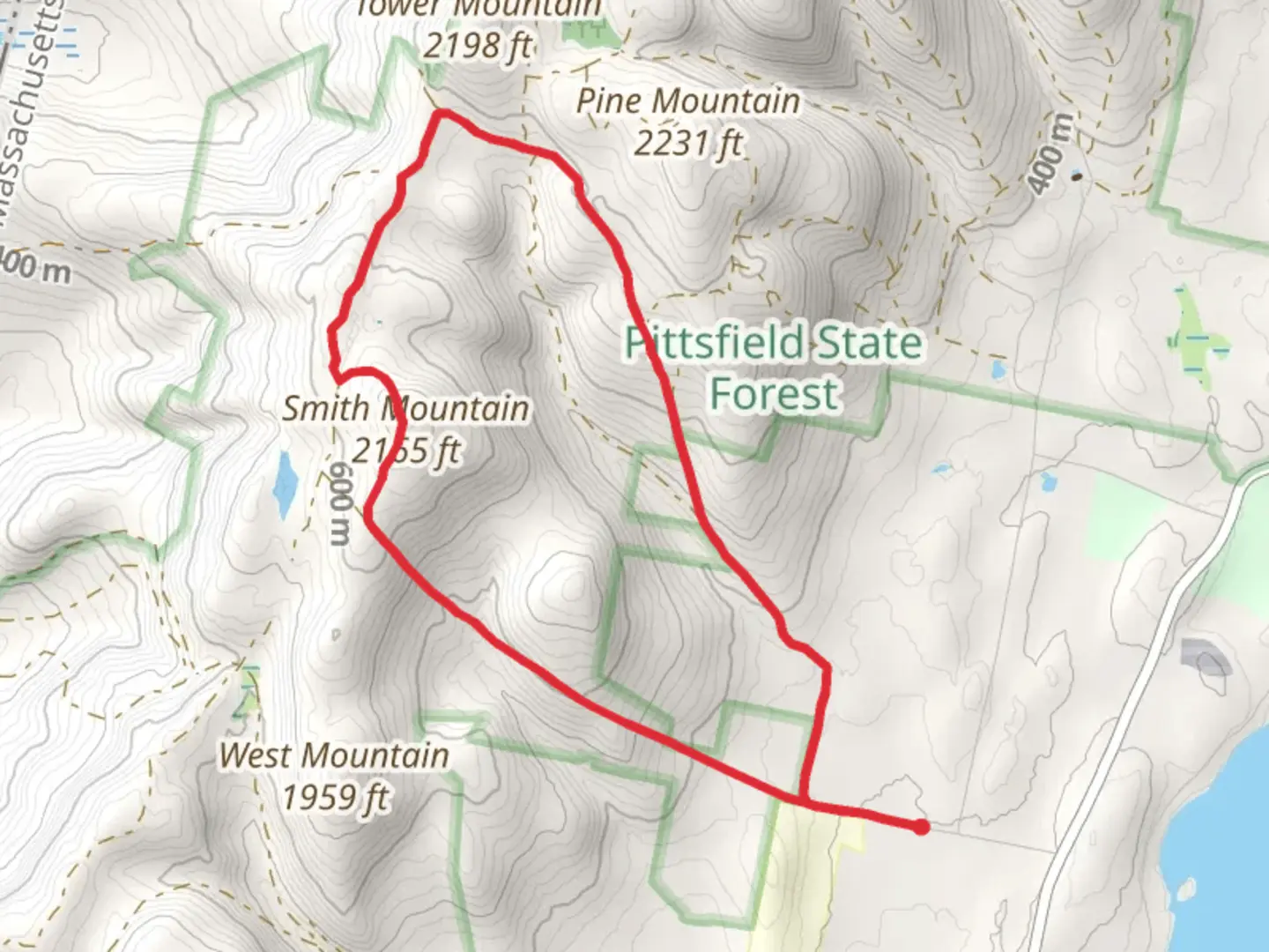 An image depicting the trail Smith Mountain Loop via Brickhouse Mountain Road and its surrounding area.