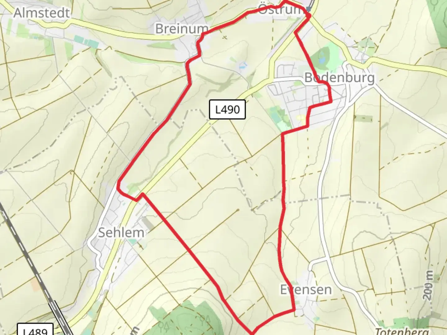 An image depicting the trail Kuckucksweg - Bodenburg and its surrounding area.