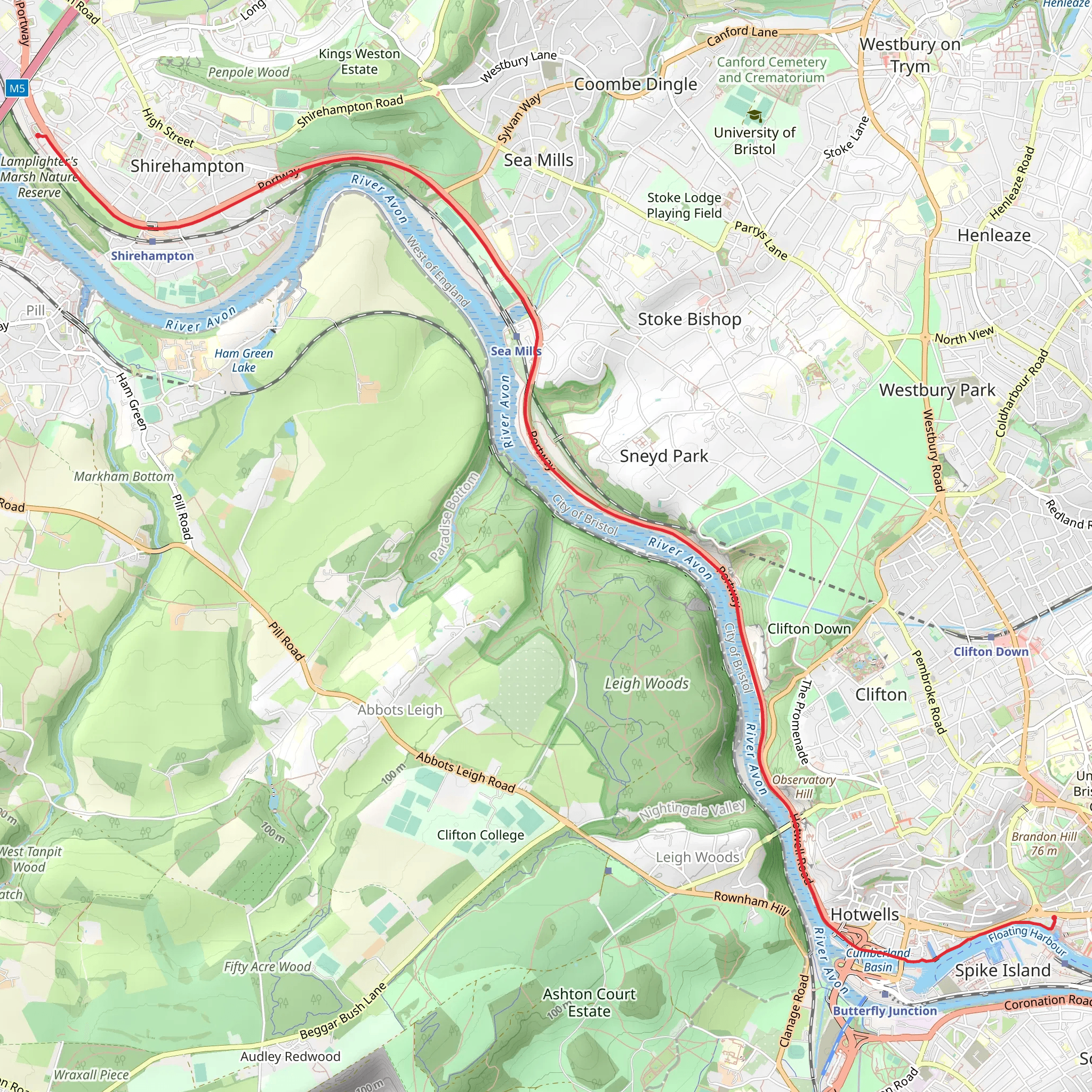 Portway and River Avon mobile static map