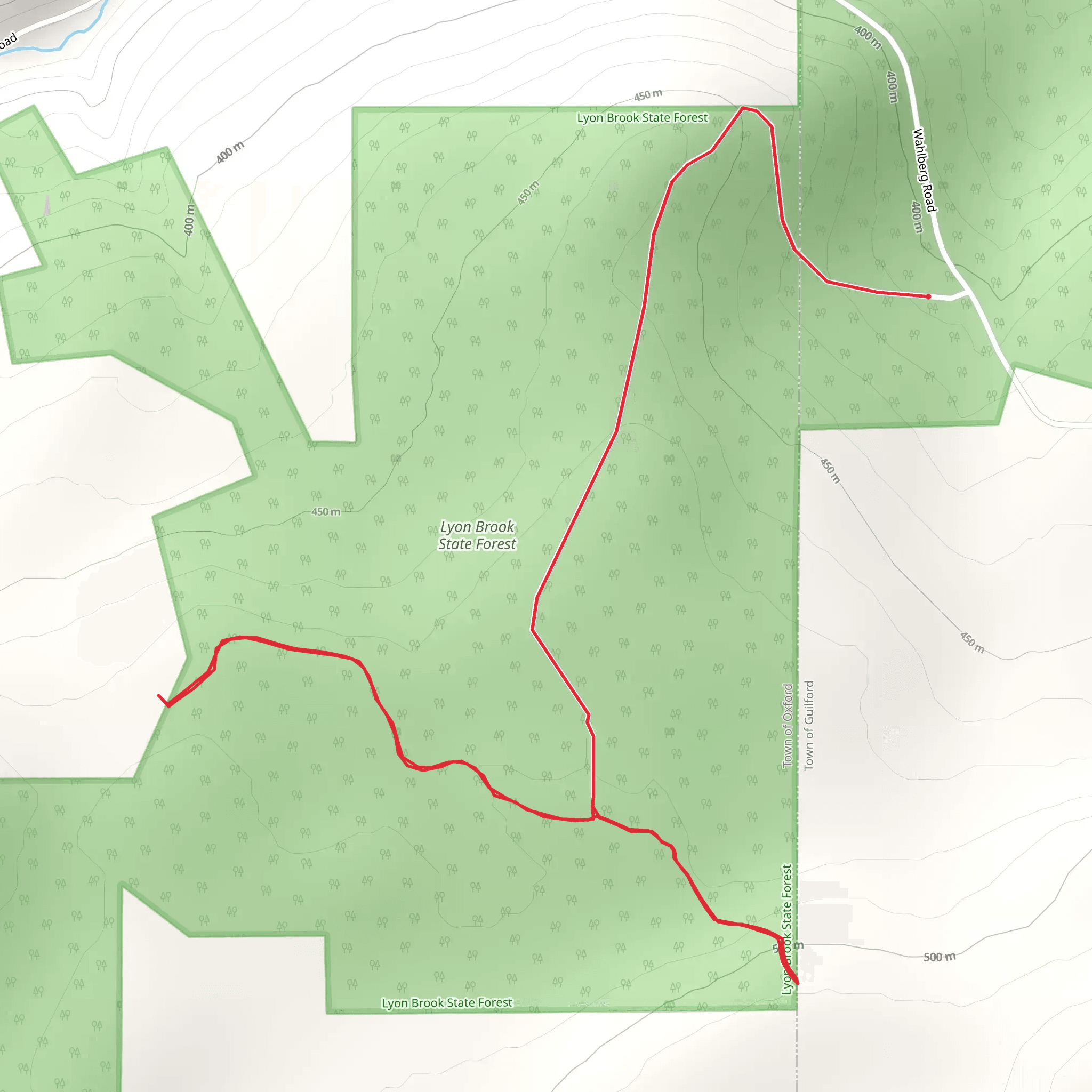 Lyon Brook Trail from Wahlberg Roadck mobile static map
