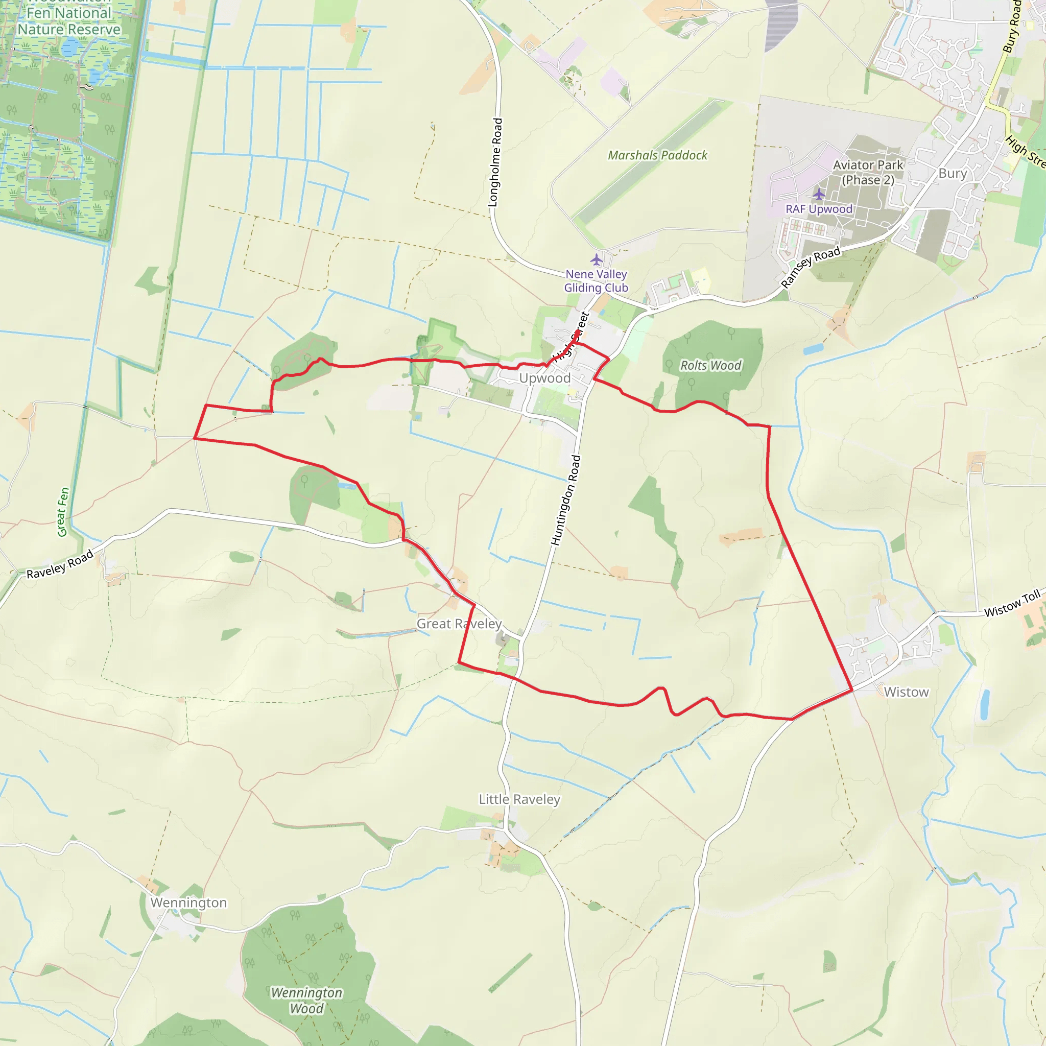 Upwood and Great Raveley Loop mobile static map