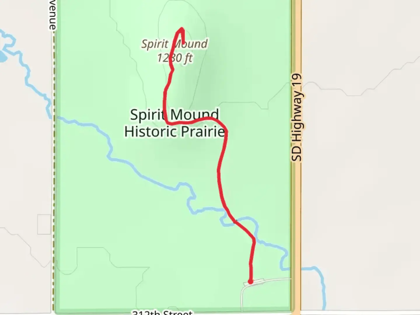 An image depicting the trail Spirit Mound and its surrounding area.