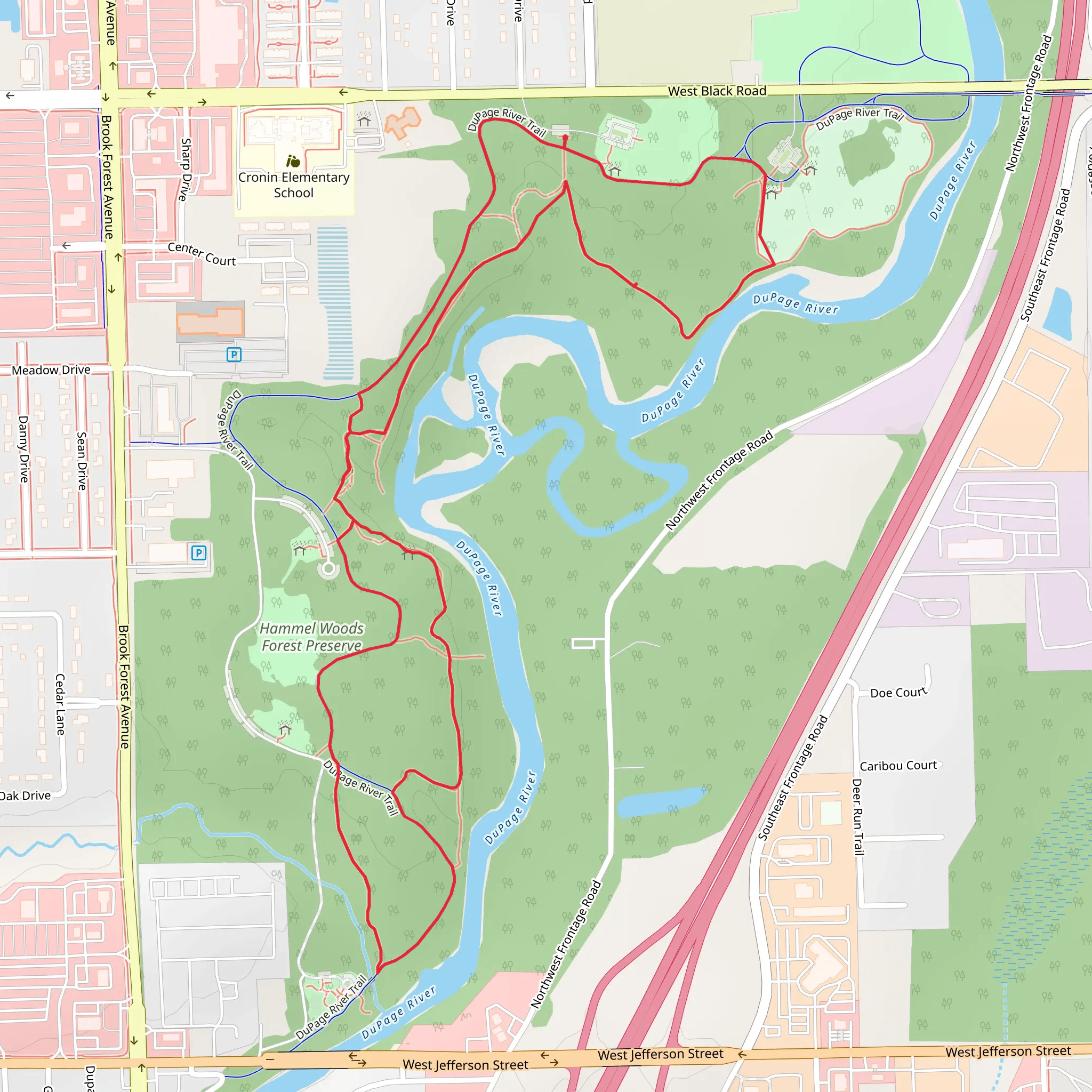 DuPage River Trail Park Loop mobile static map