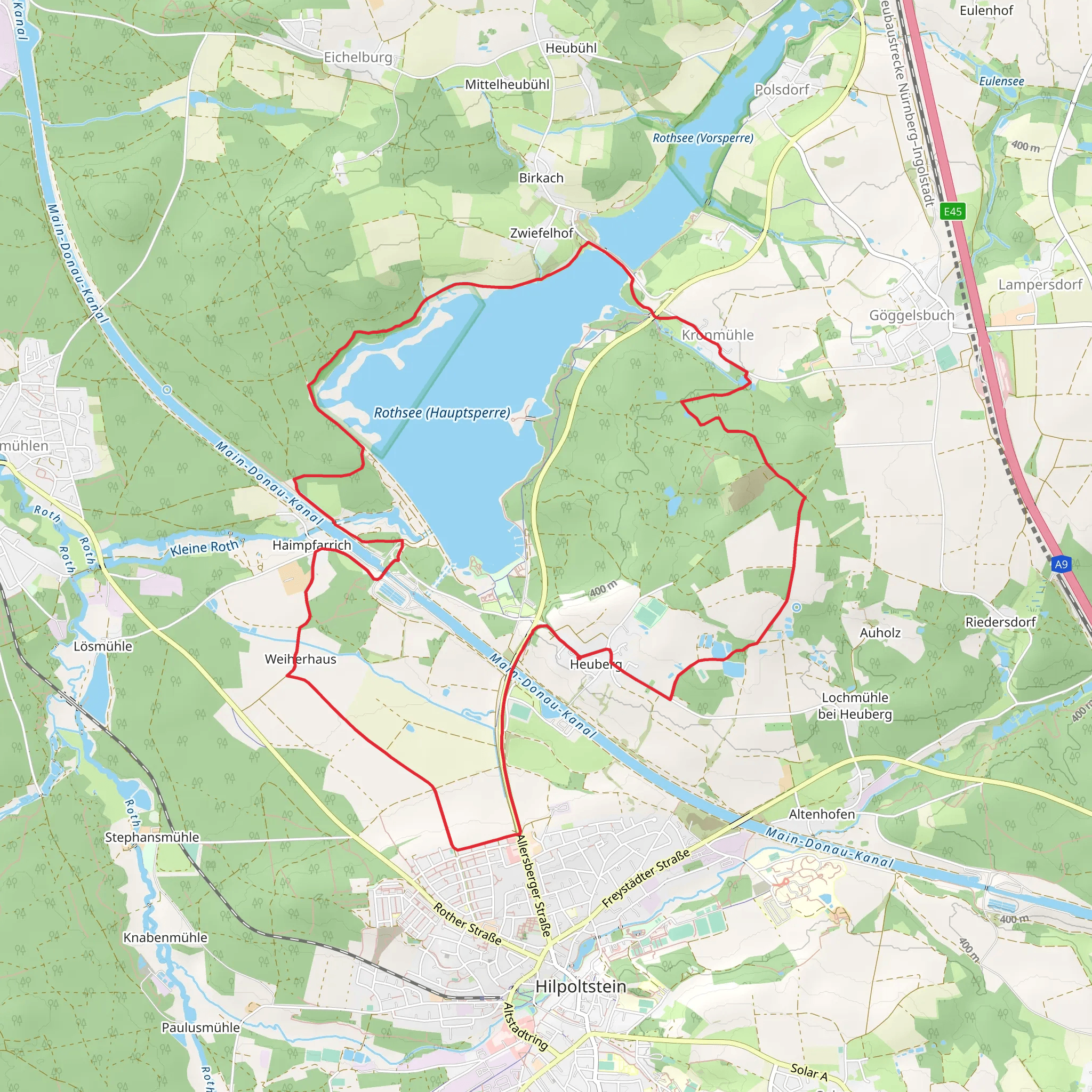 Rothsee via Fischlehrpfad and Rund um Heuberg mobile static map