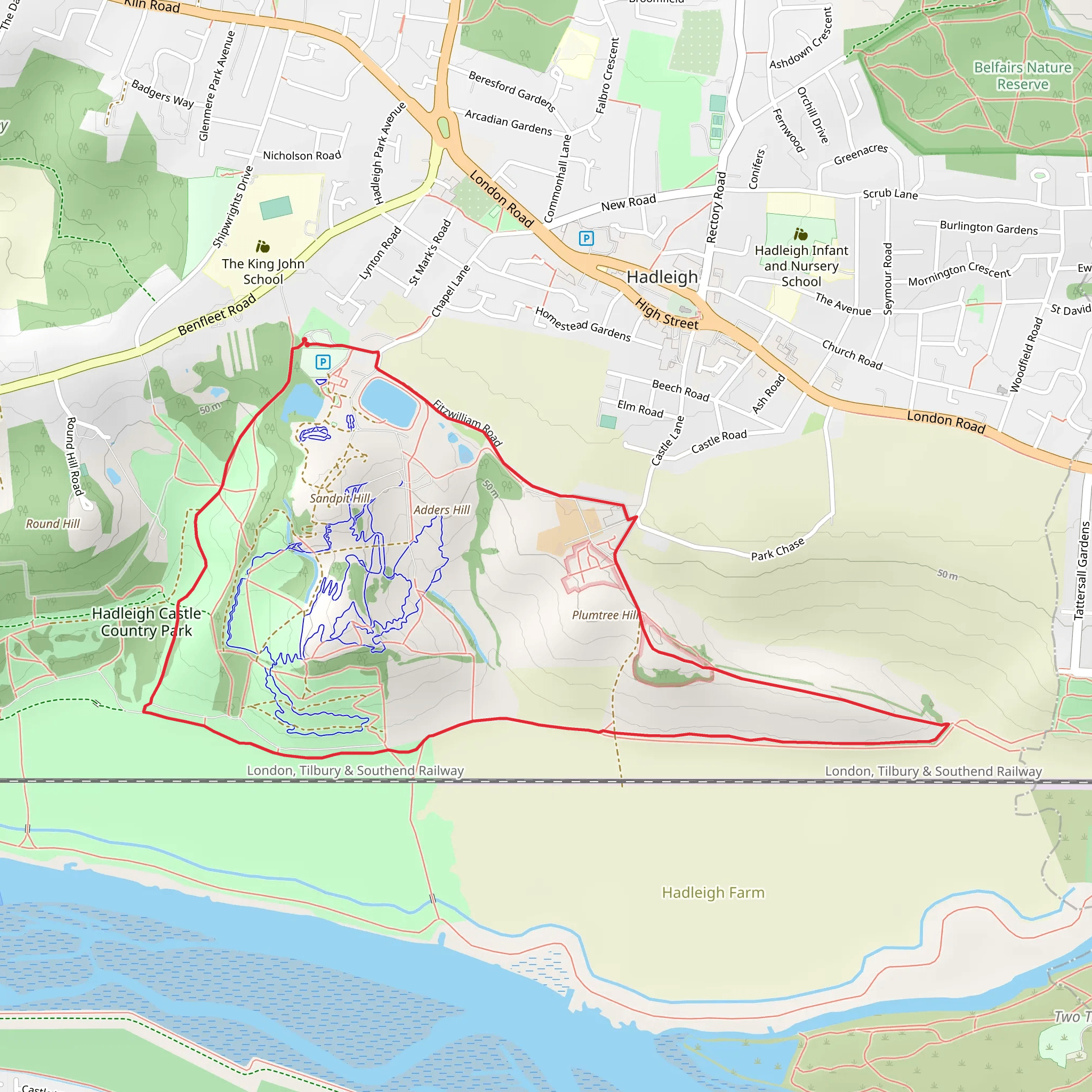 Hadleigh Country Park mobile static map