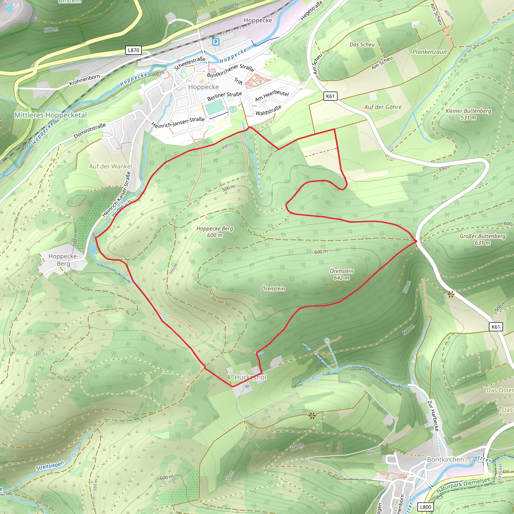 Hoppecke-Berg Loop - Huckeshol mobile static map