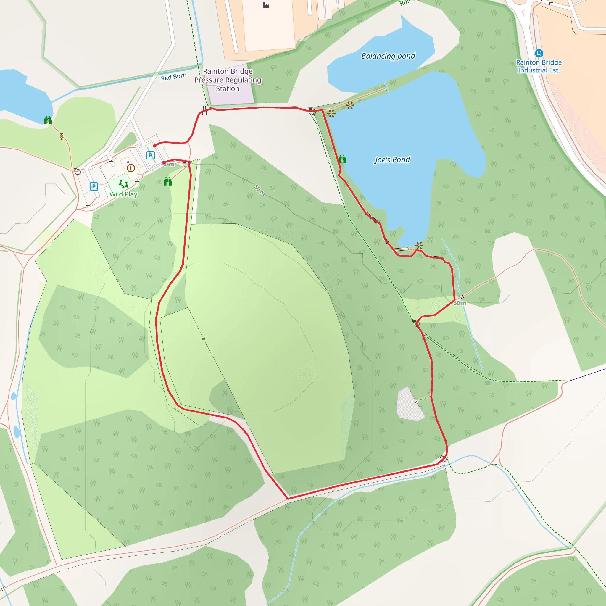 Joe's Pond and Rainton Meadows Loop mobile static map