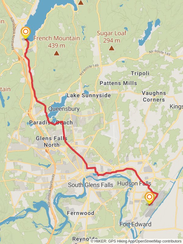 Lake George via Feeder Canal Heritage Trail mobile static map