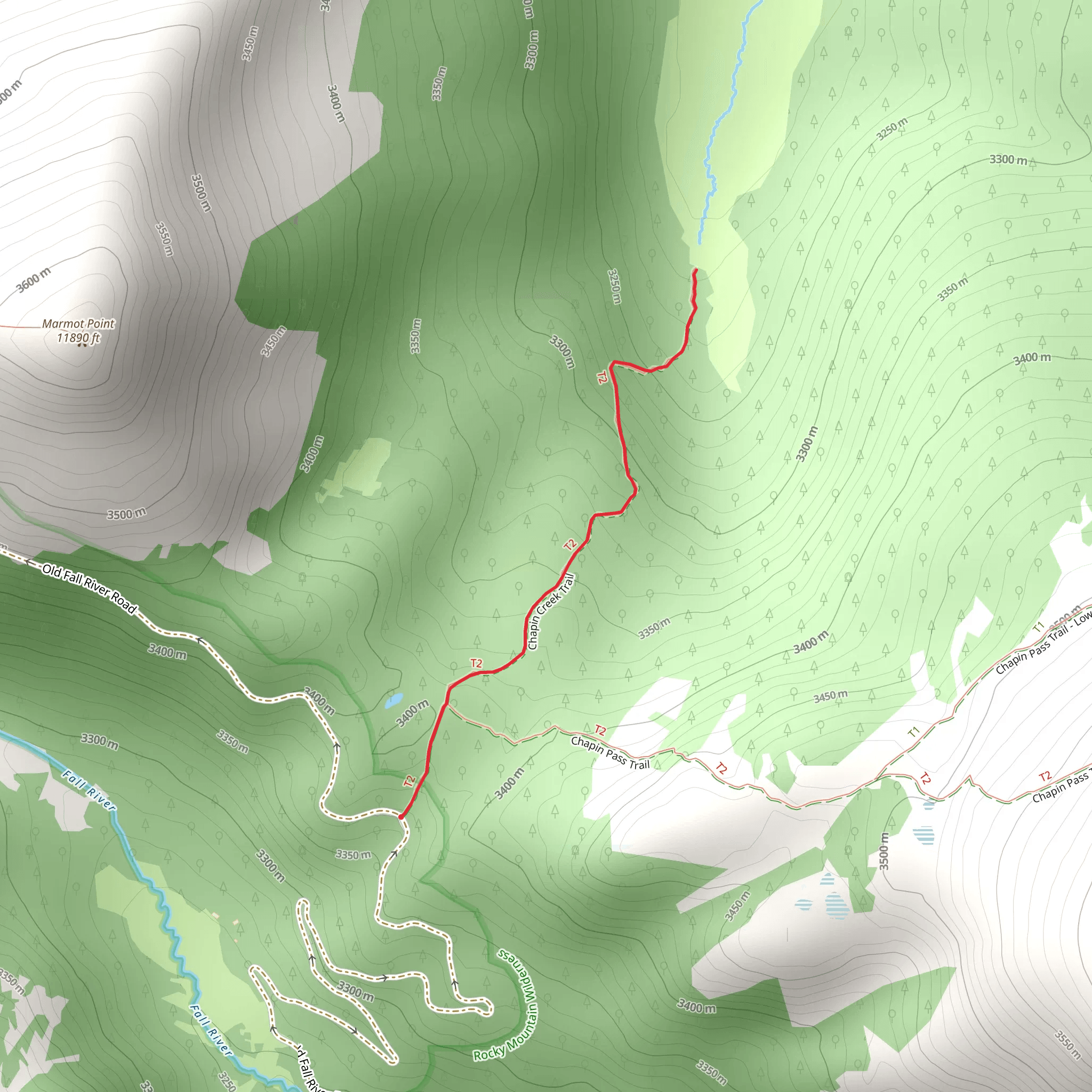 Chapin Creek Trail mobile static map