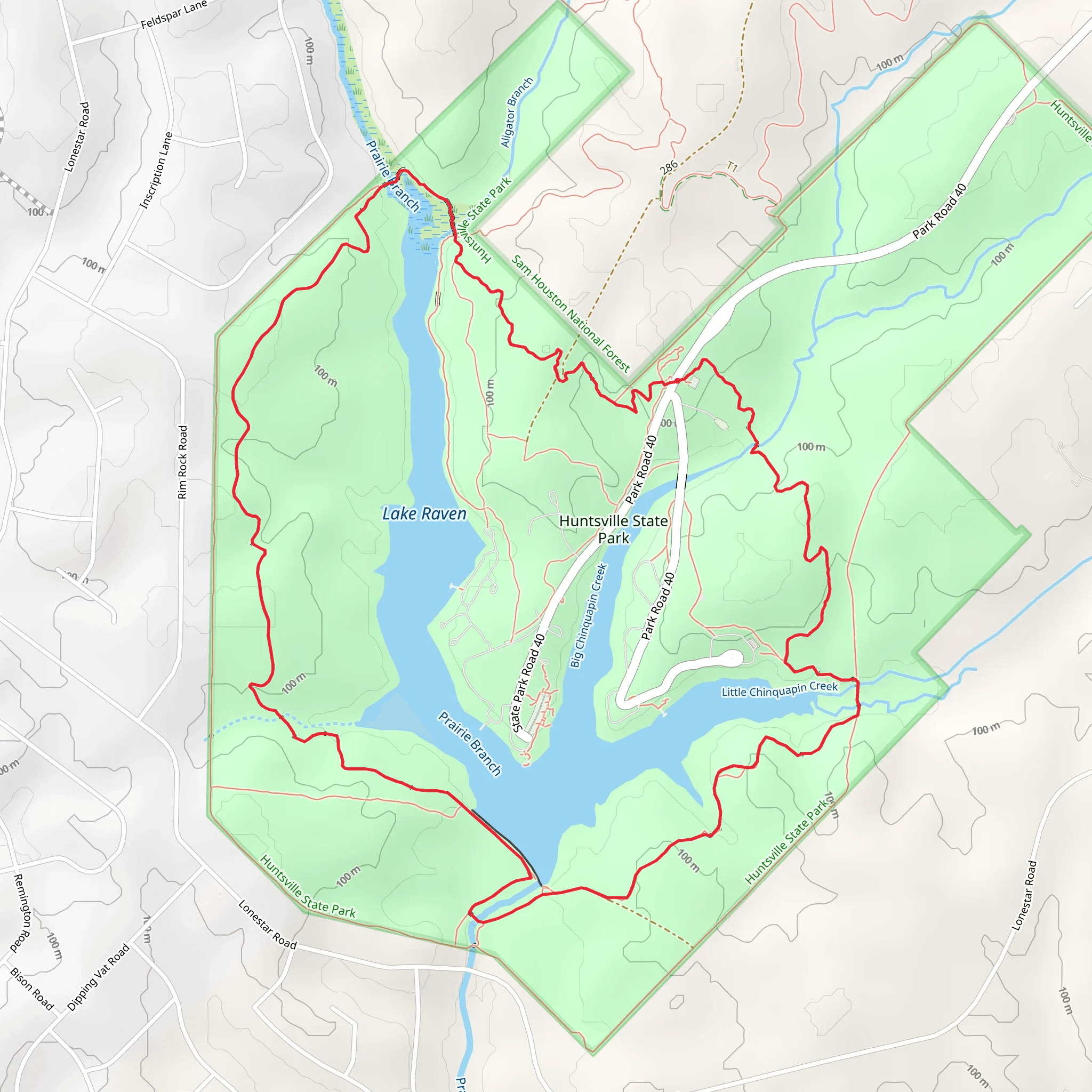 Lake Raven Loop via Chinquapin Trail mobile static map