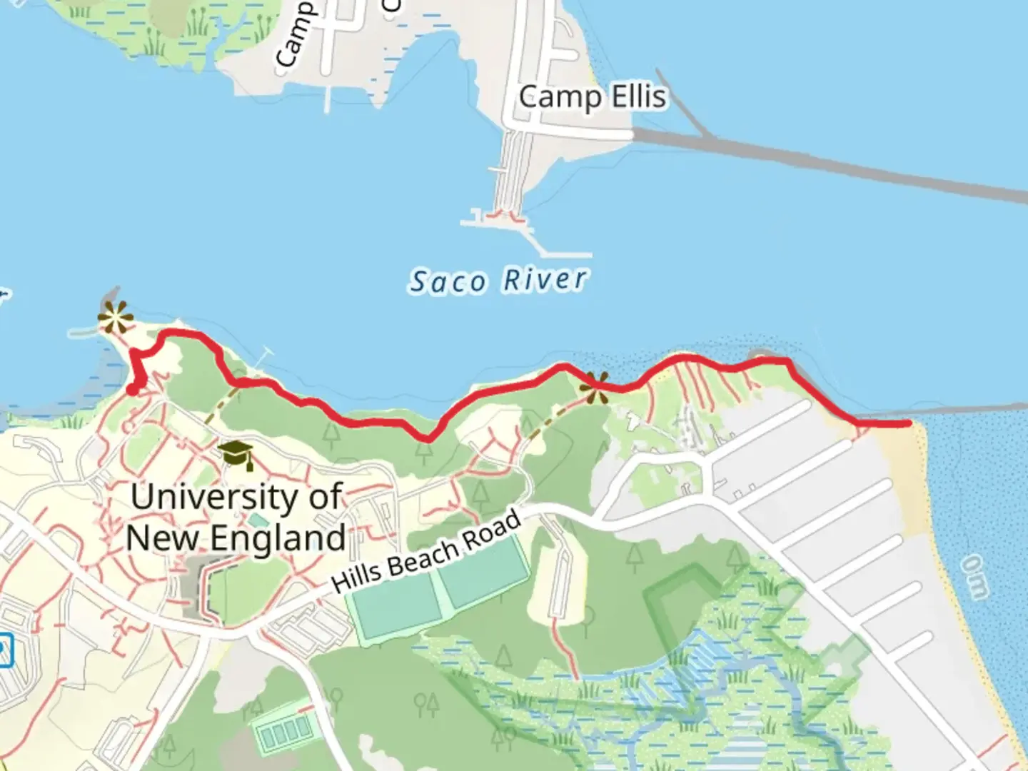 An image depicting the trail Walk Along Saco River - Hazard Fields and its surrounding area.