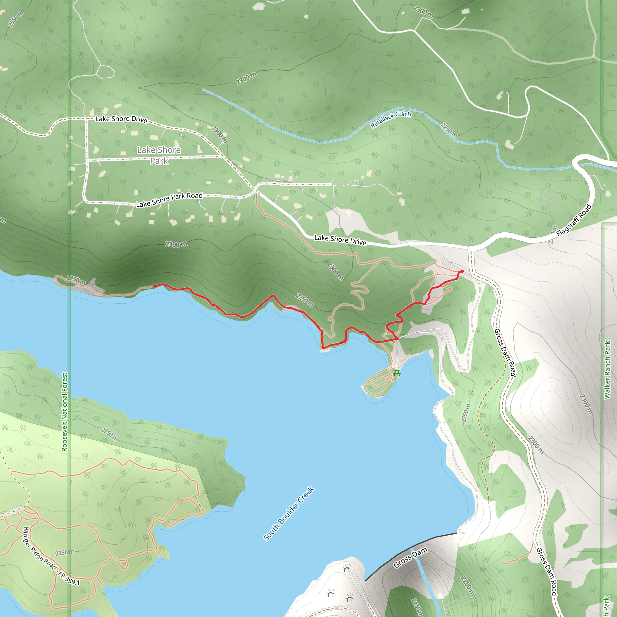 Gross Reservoir North Shore Walk mobile static map