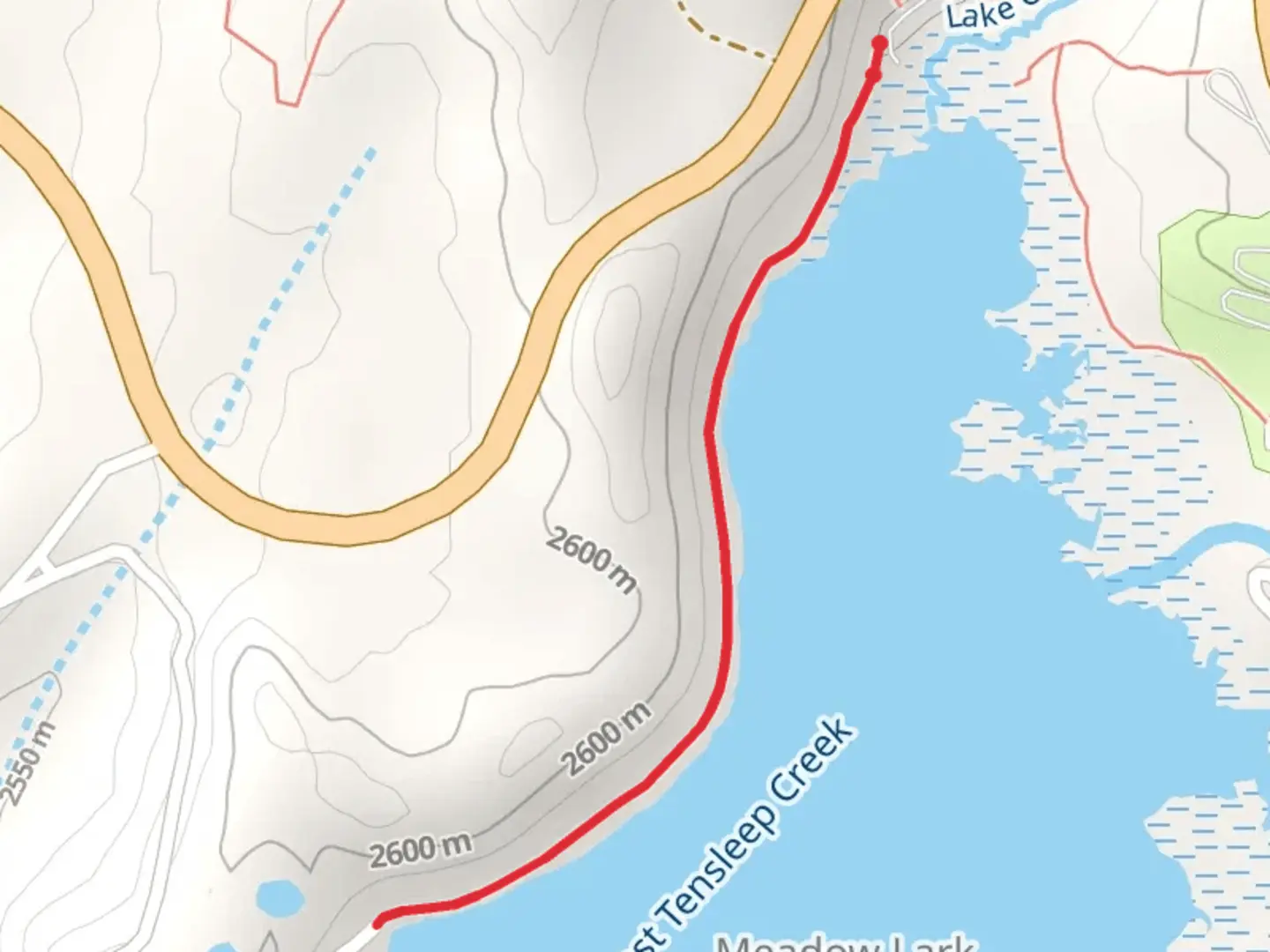 An image depicting the trail Meadow Lark Lake and its surrounding area.