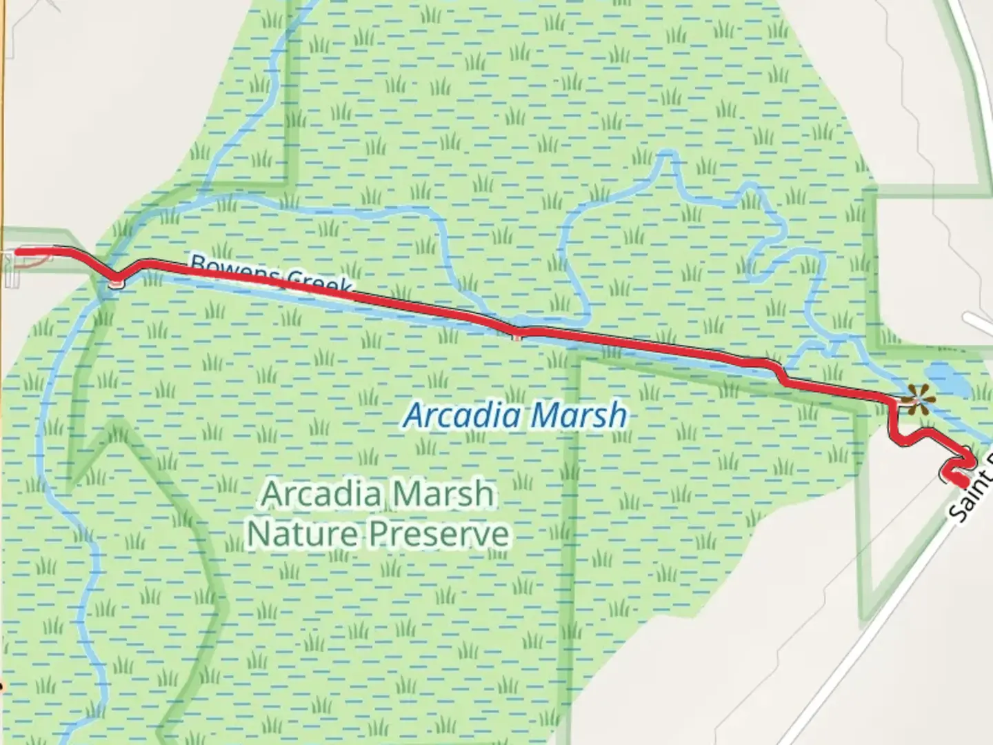 An image depicting the trail Bowens Creek and its surrounding area.