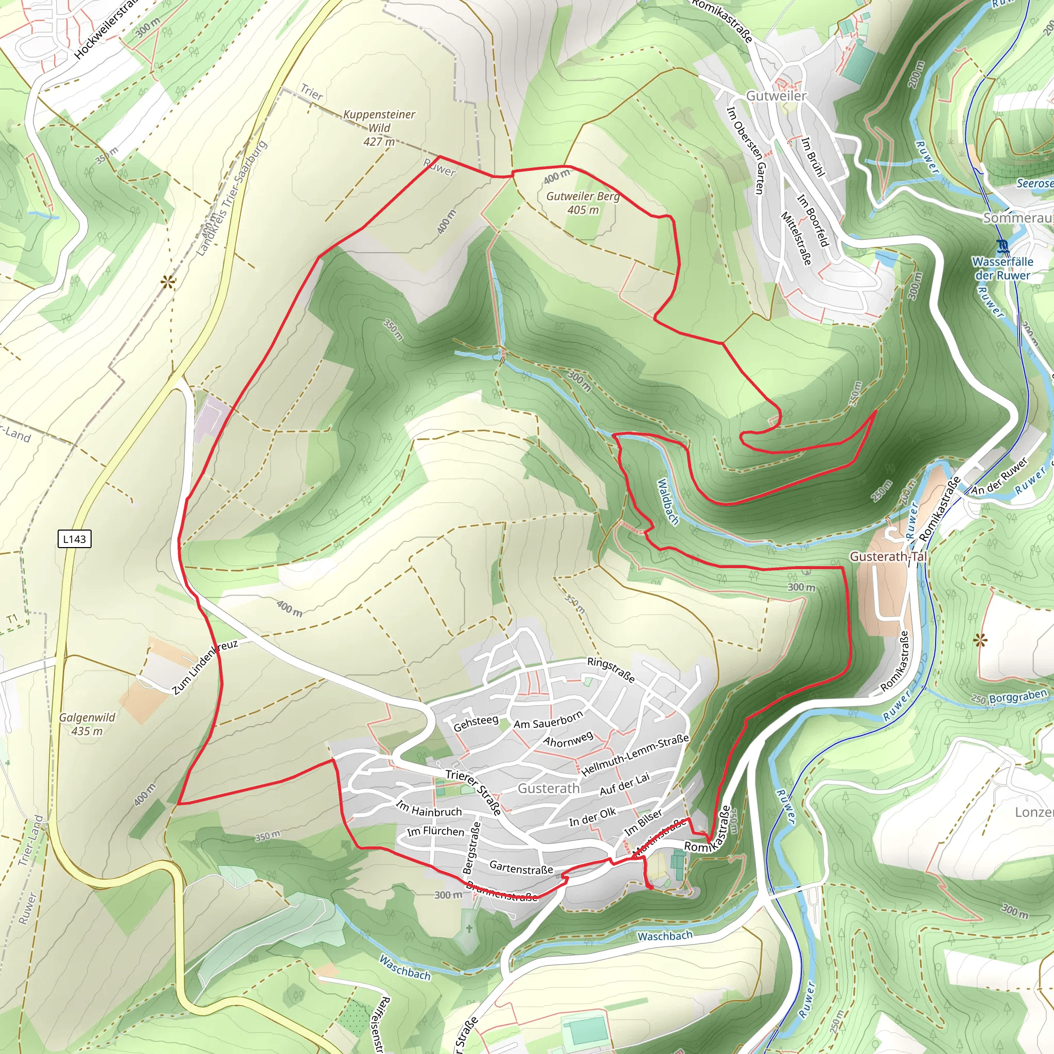 Jungenwald, Gutweiler Berg and Wacken Wild Loop - Gusterath mobile static map
