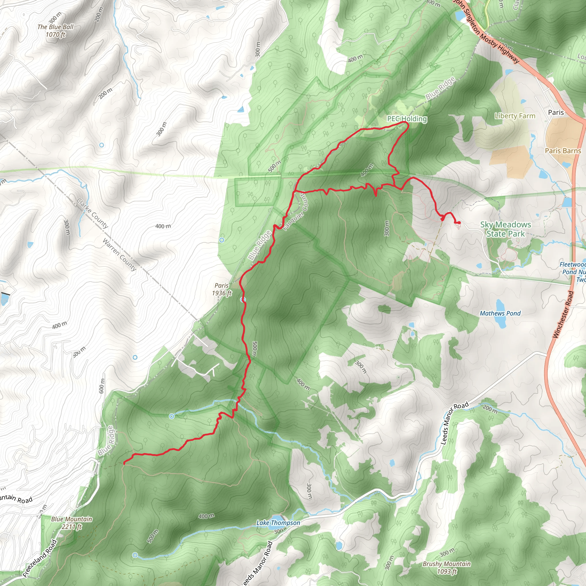 Piedmont Overlook - Ambassador Whitehouse - North Ridge - Appalachian Loop Trail mobile static map