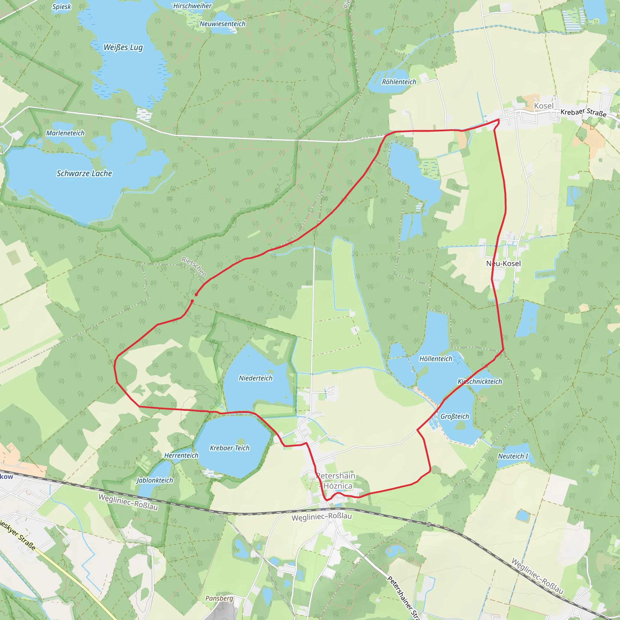 Hoellenteich and Niederteich via Runde Petershain mobile static map
