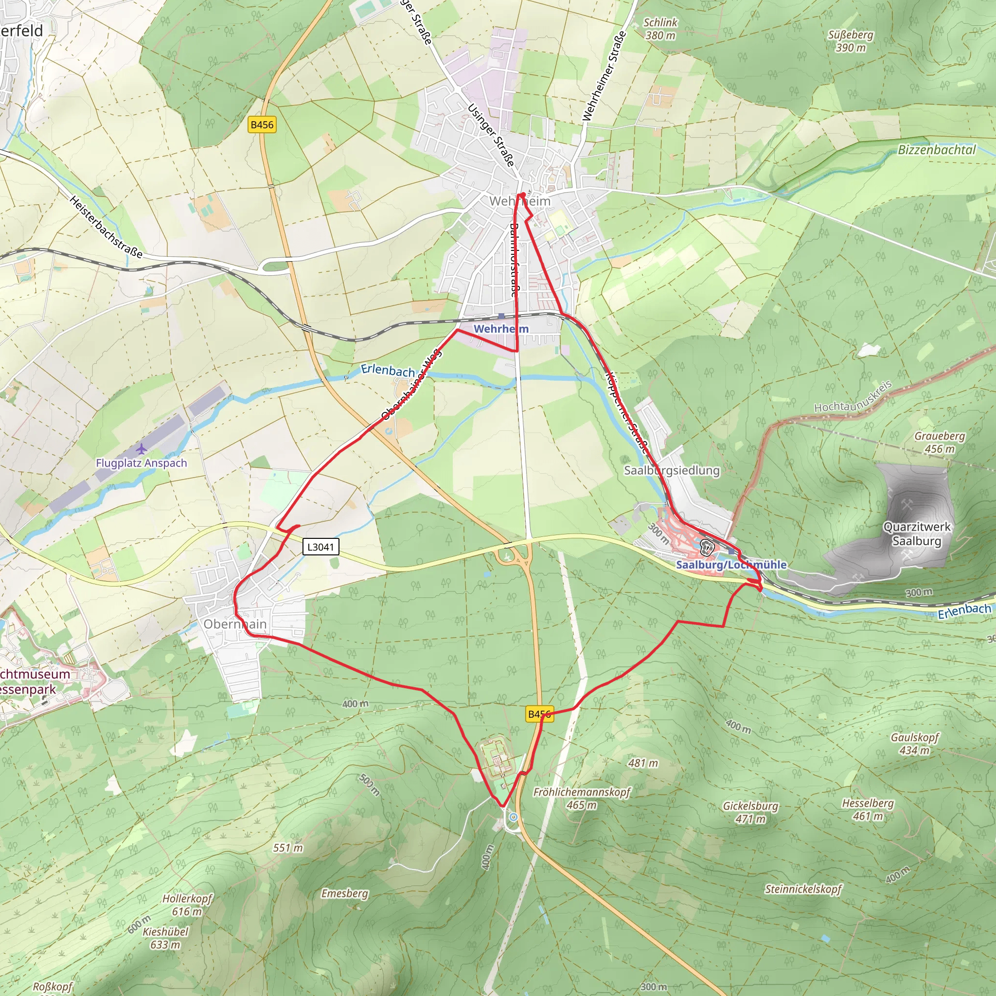Limes Wanderweg and Köpperner Straße mobile static map