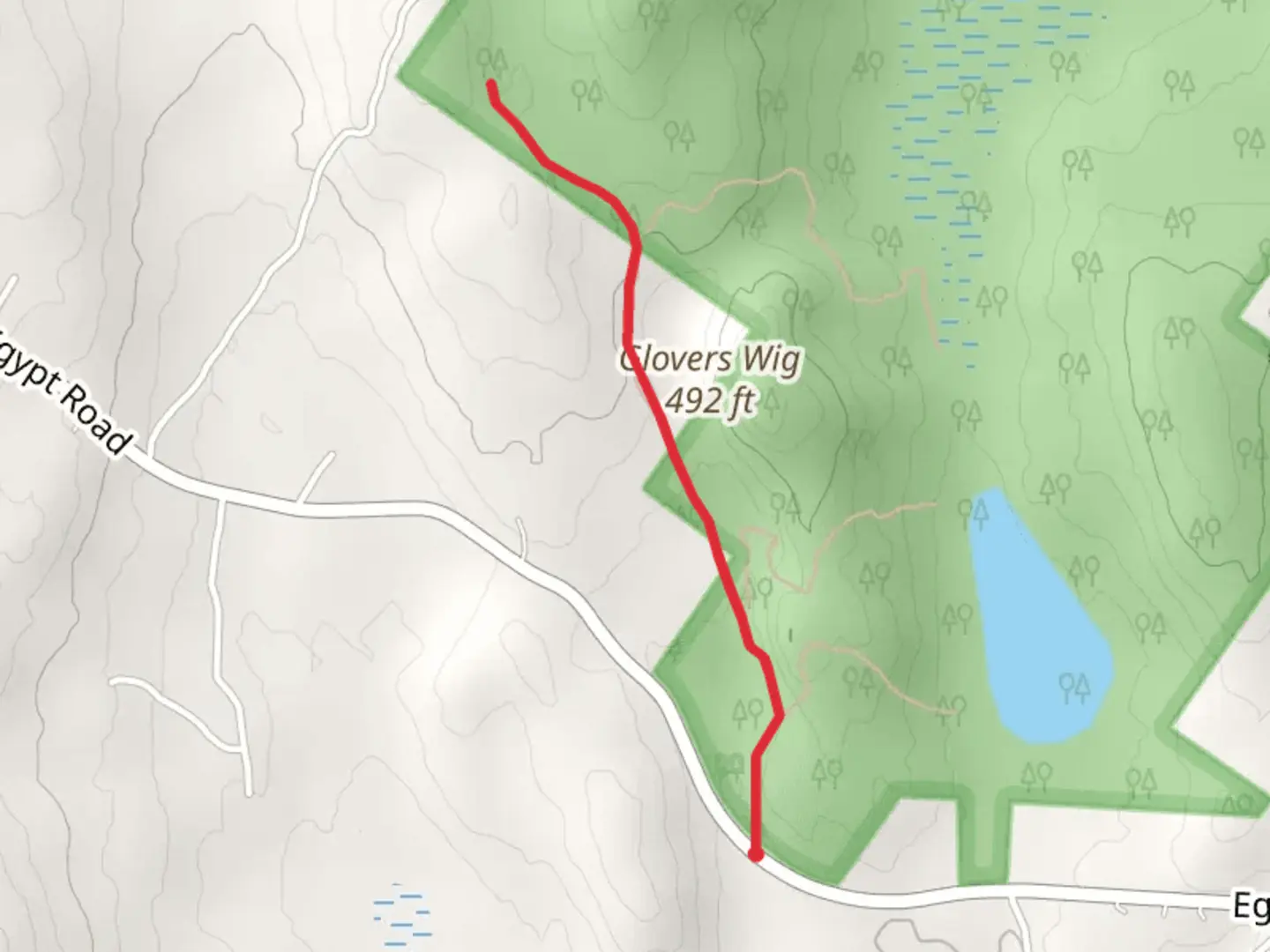 An image depicting the trail Glovers Wig from Egypt Road and its surrounding area.