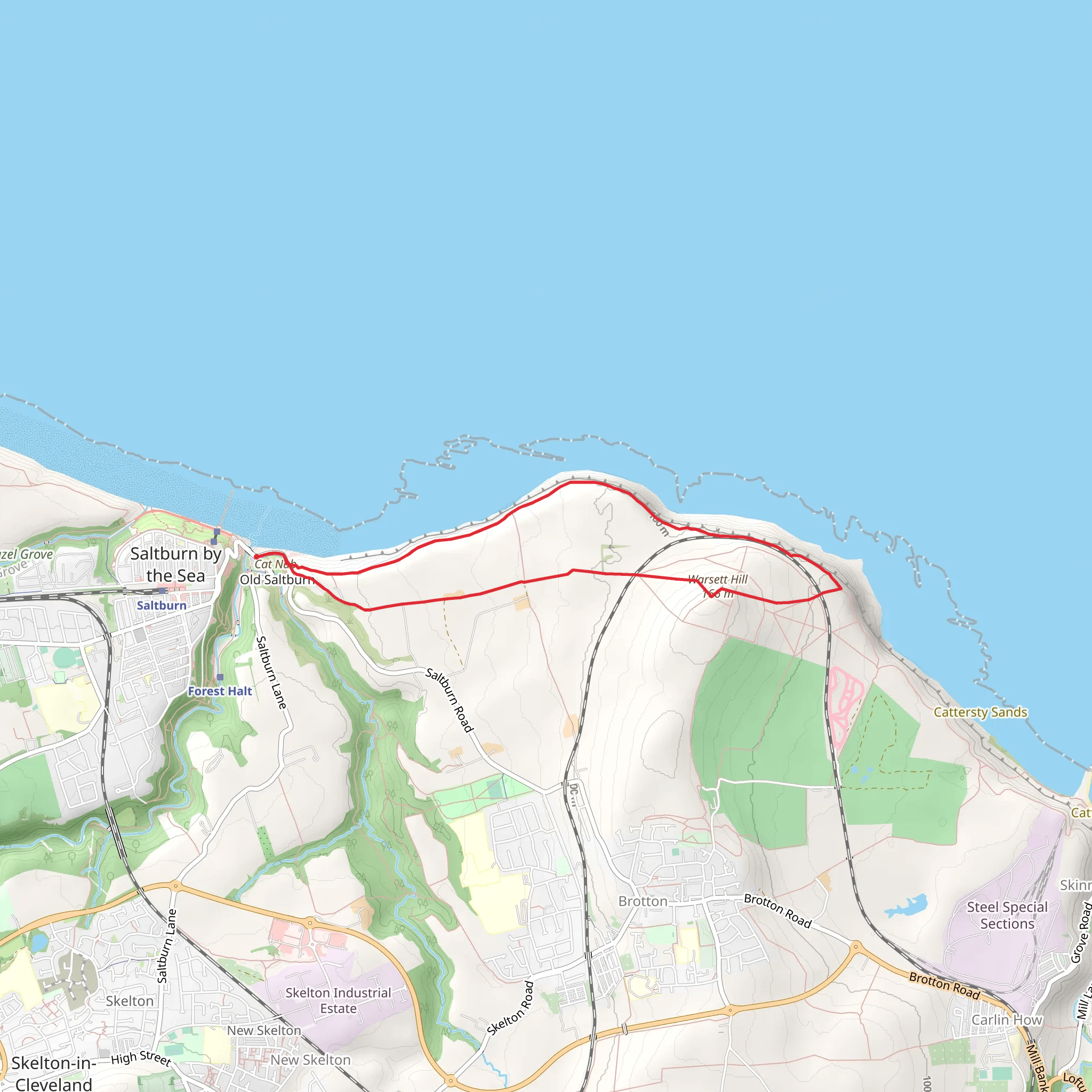 Old Saltburn to Warsett Hill Walk mobile static map