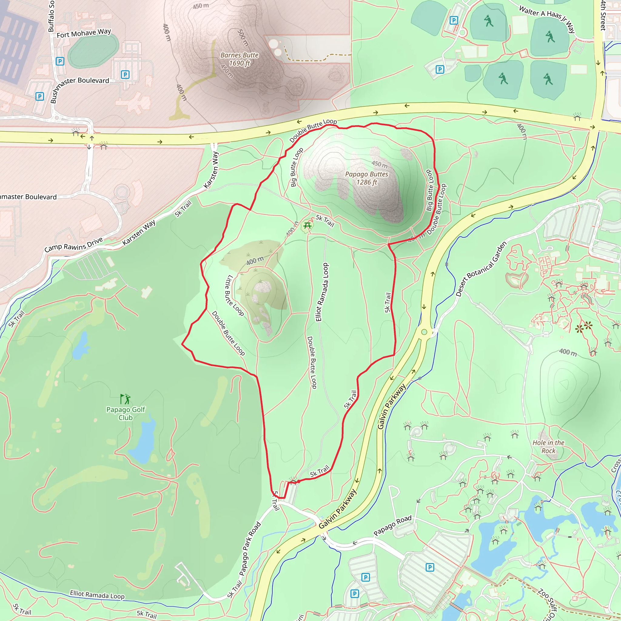 Papago Buttes Loop mobile static map