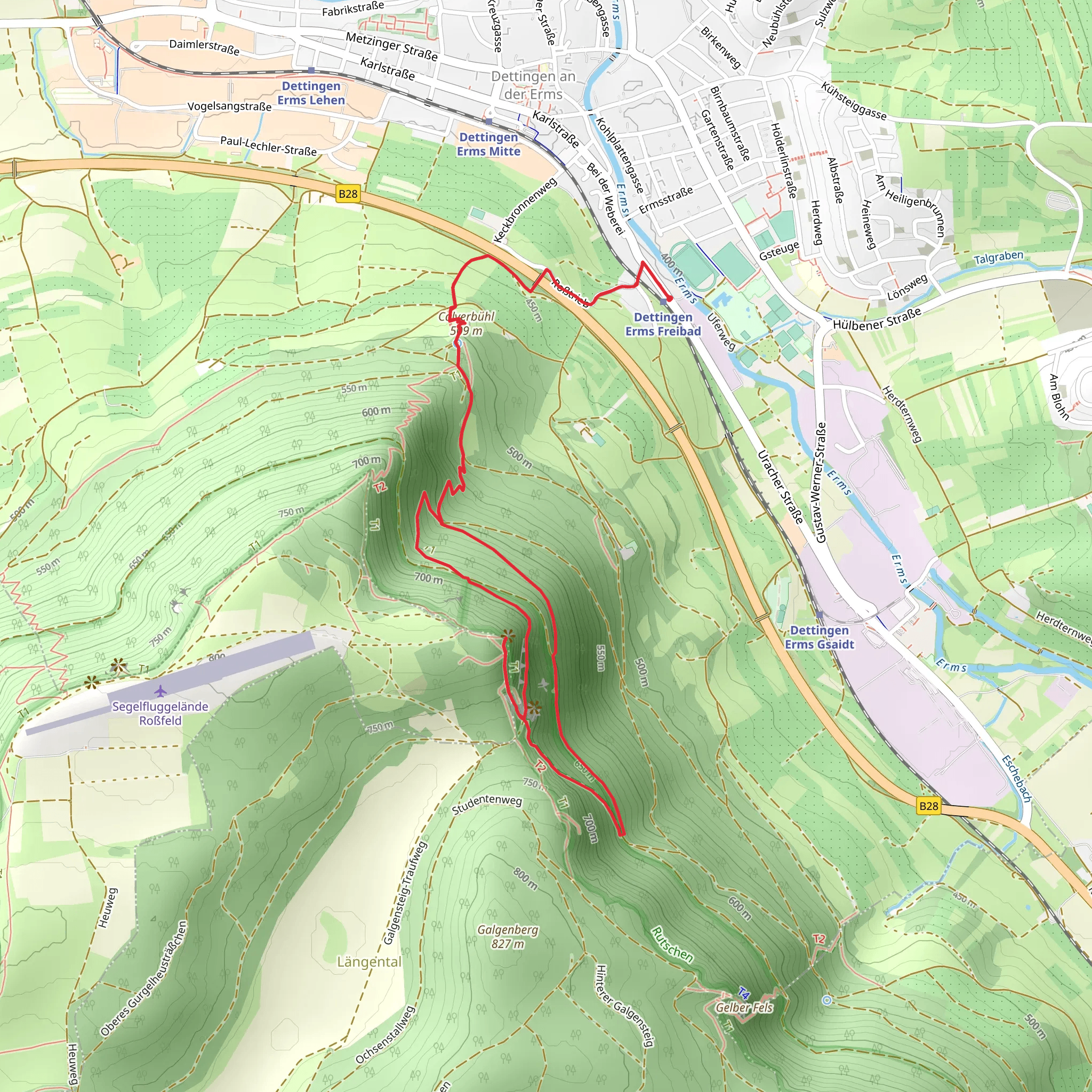 Calverbühl, Höllenlöcher and Sonnenfels via Maisental mobile static map