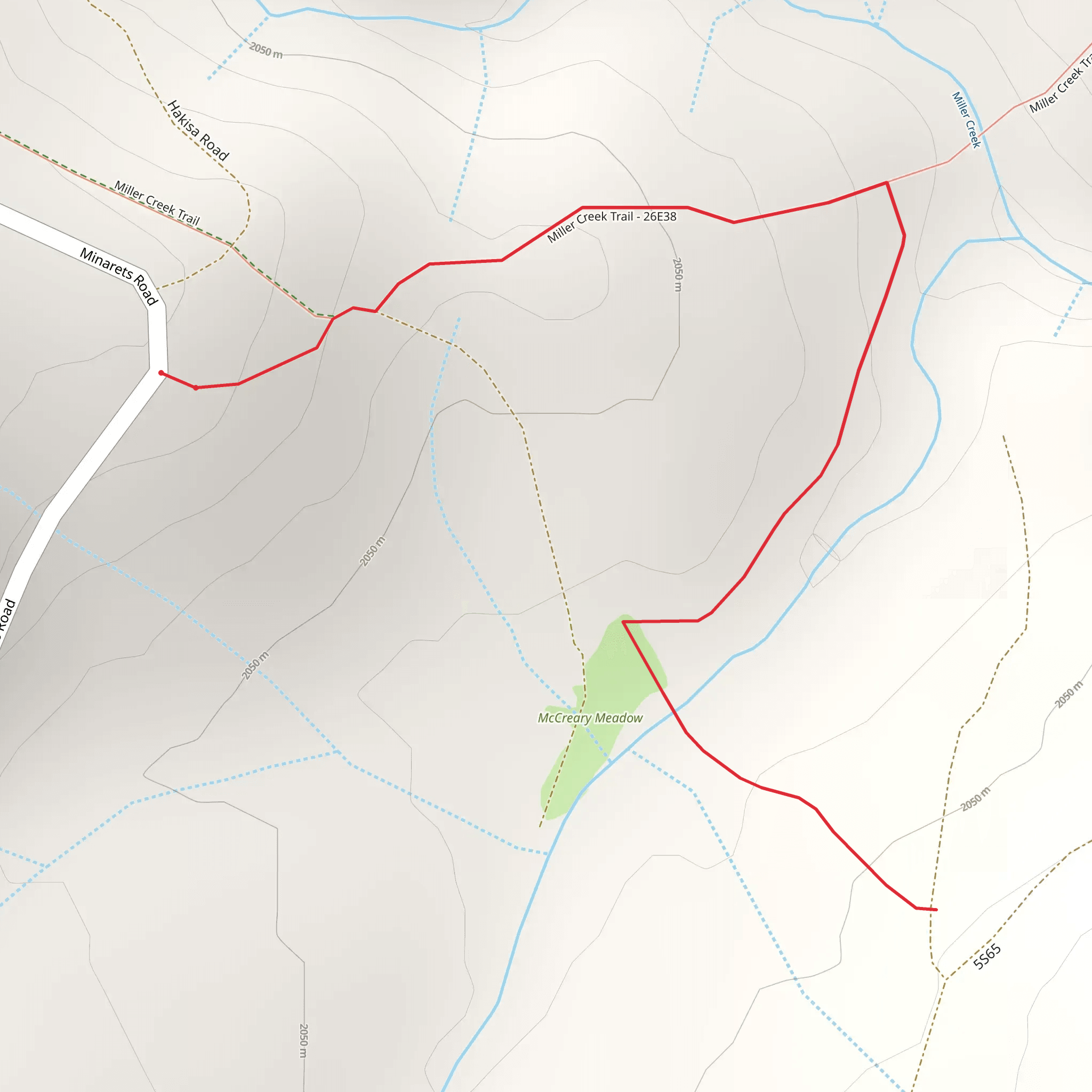 Mccreary Cutoff Trail via Miller Creek Trail mobile static map