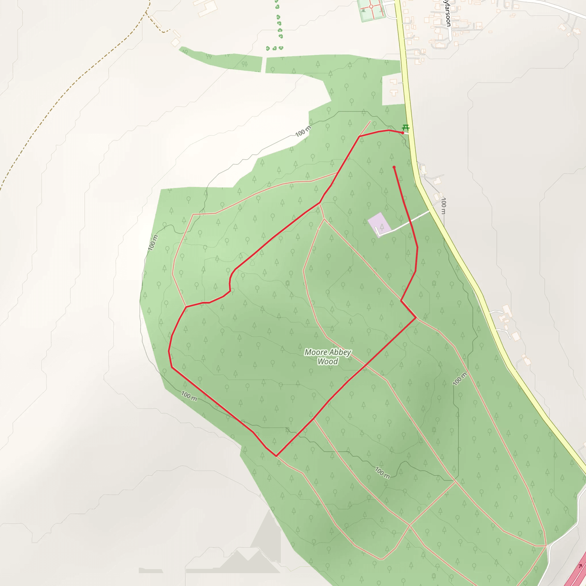 Moore Abbey Woods - Bluebell Way mobile static map
