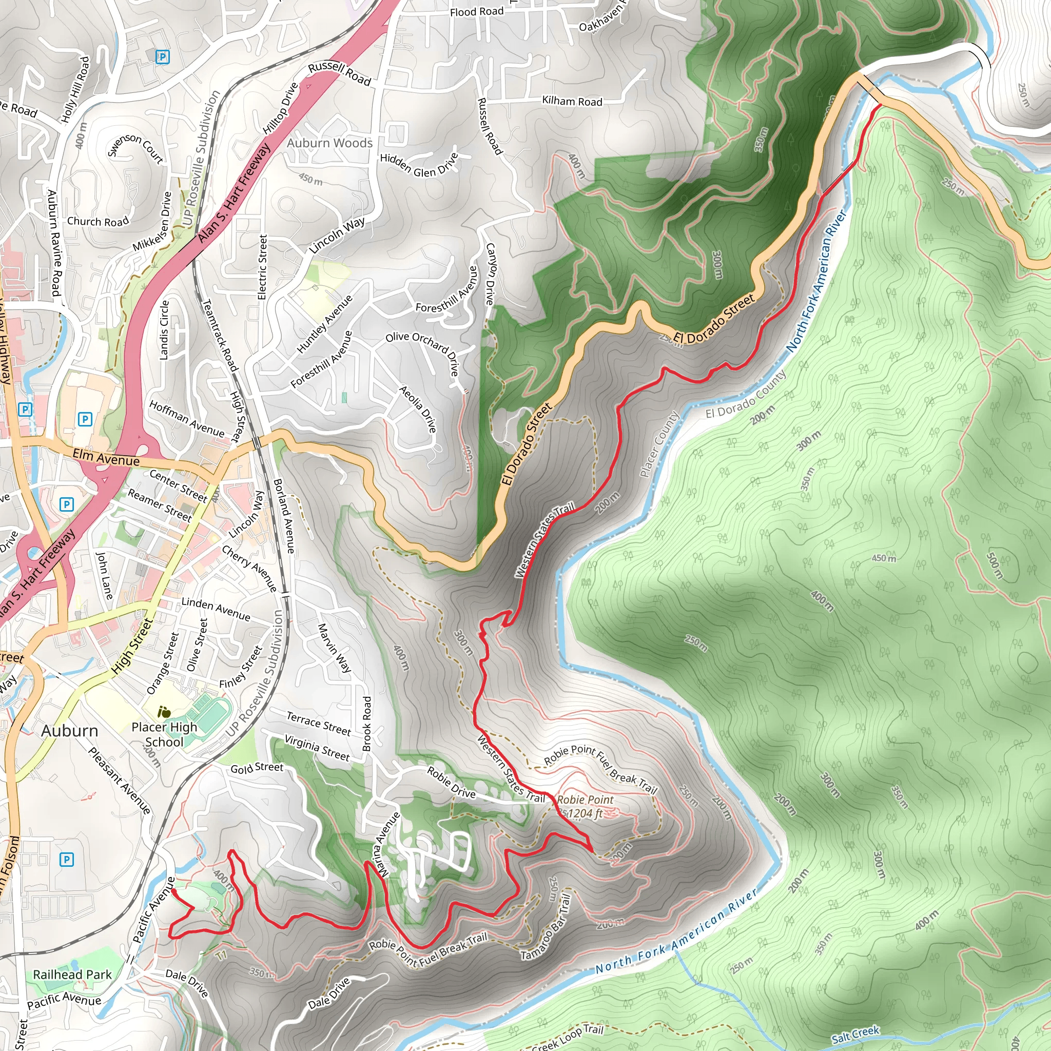 Robie Point - Western States Trail mobile static map
