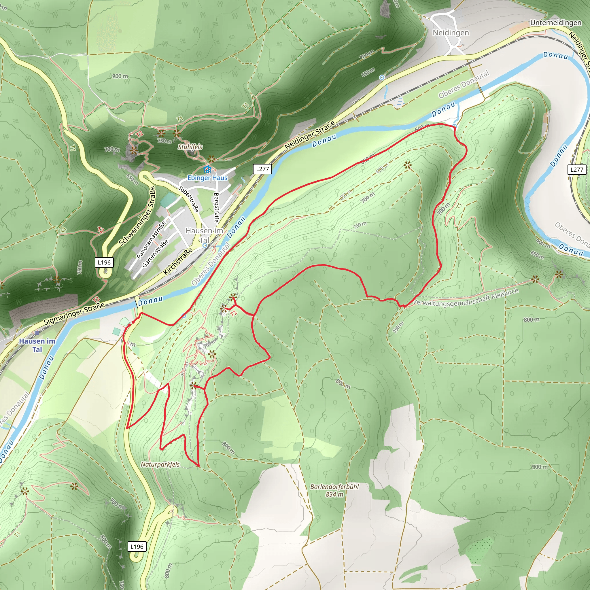 St Anna Fels, Ruine Wagenburg and Schlossfelsen via Rote Gabel Burg Wildenstein mobile static map